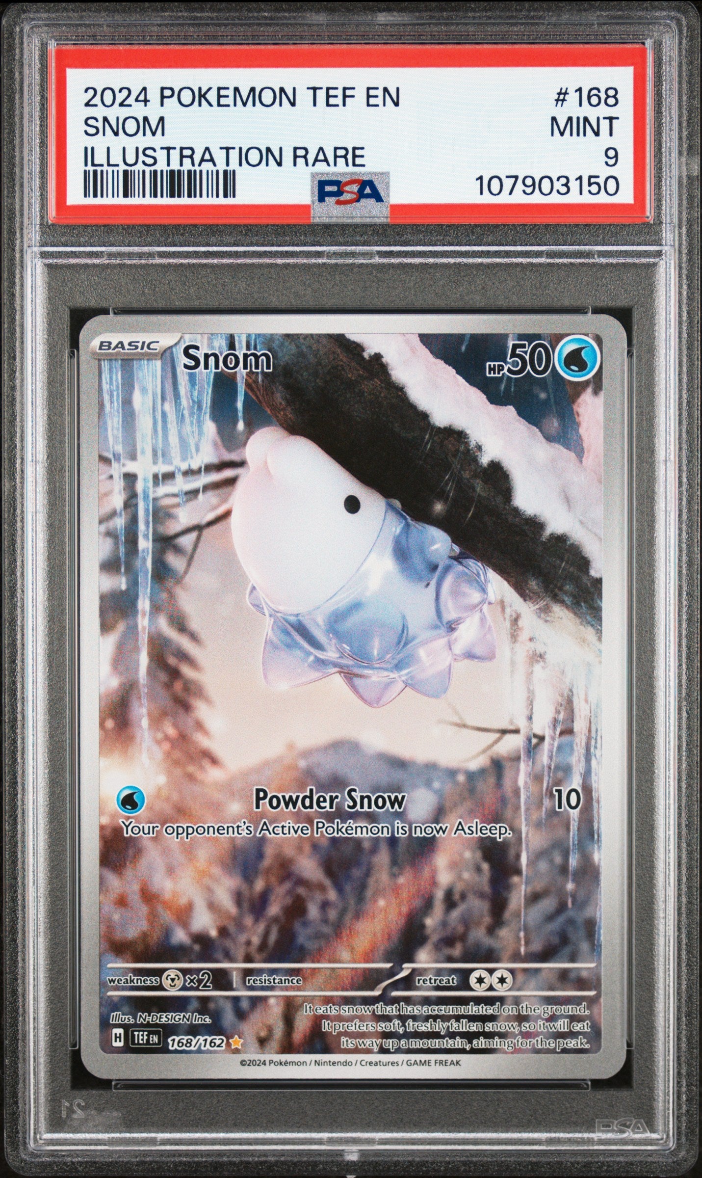 SNOM 168/162 Common POKEMON TEF EN-TEMPORAL FORCES ILLUSTRATION RARE PSA9 MINT 9 PSA population 350 <a href=https://www.psacard.com/cert/107903150/psa>https://www.psacard.com/cert/107903150/psa</a>
