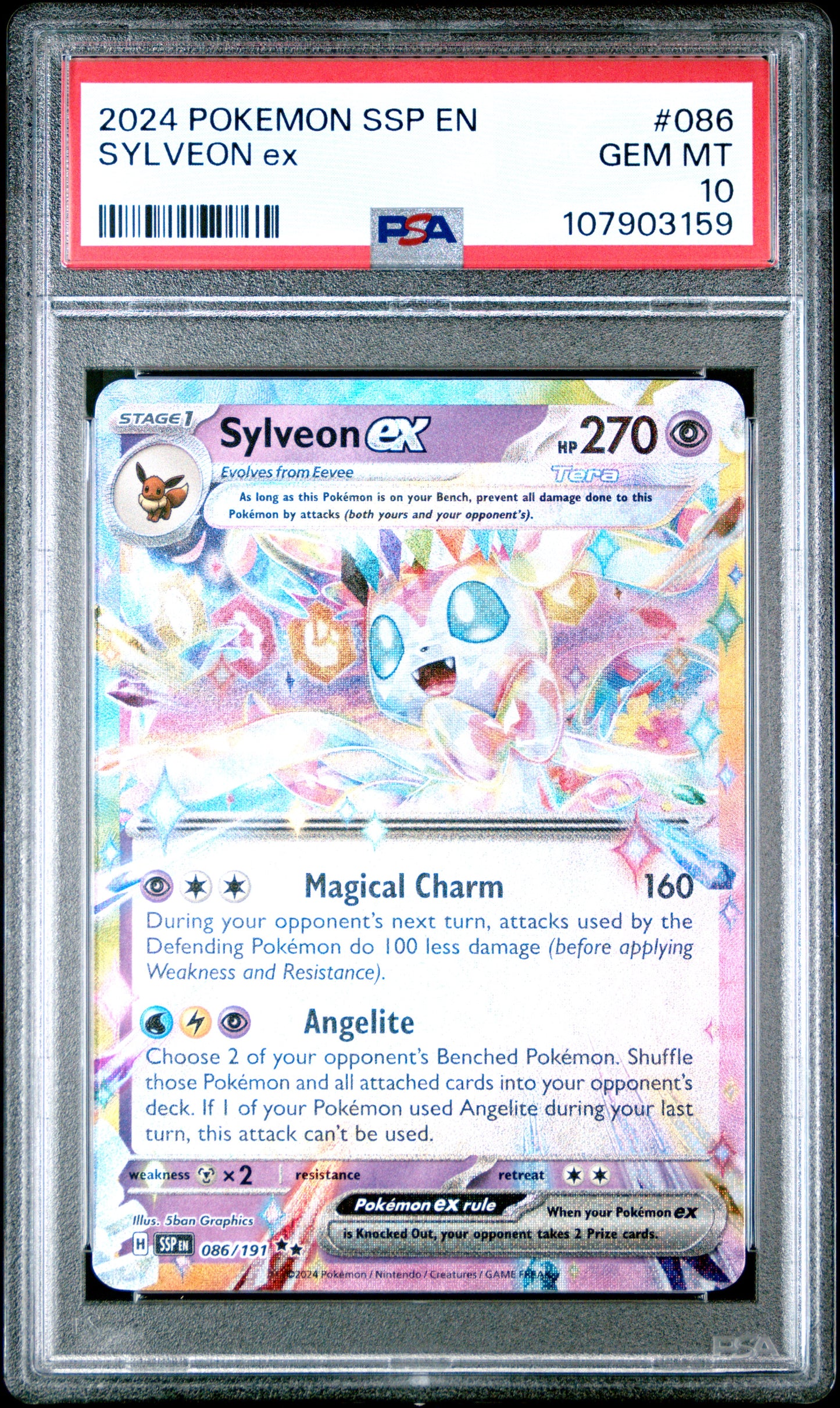SYLVEON EX 86/191 Common POKEMON SSP EN-SURGING SPARKS PSA10 GEM MT 10 PSA population 782 <a href=https://www.psacard.com/cert/107903159/psa>https://www.psacard.com/cert/107903159/psa</a>