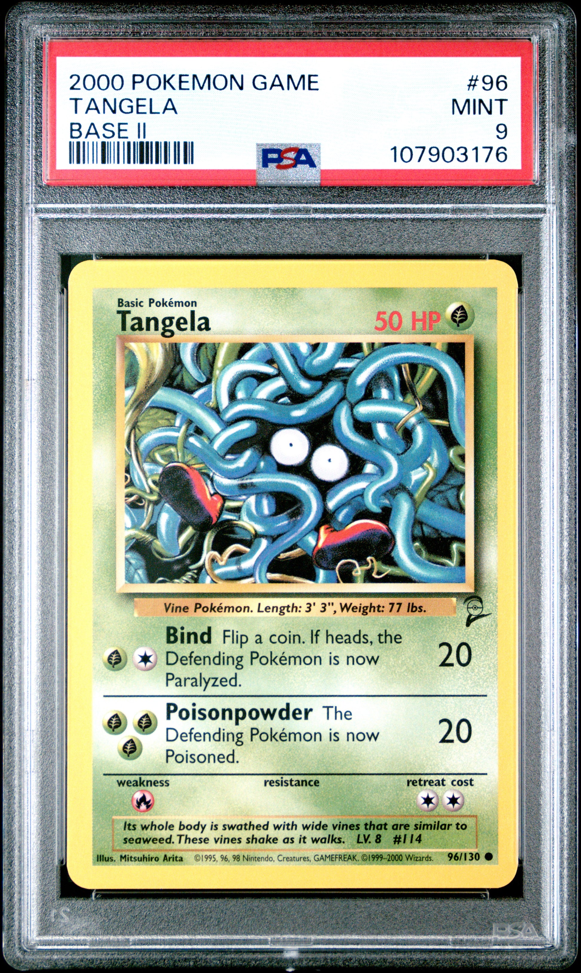TANGELA 96/130 Common POKEMON GAME BASE II BASE II PSA9 MINT 9 PSA population 45 <a href=https://www.psacard.com/cert/107903176/psa>https://www.psacard.com/cert/107903176/psa</a>