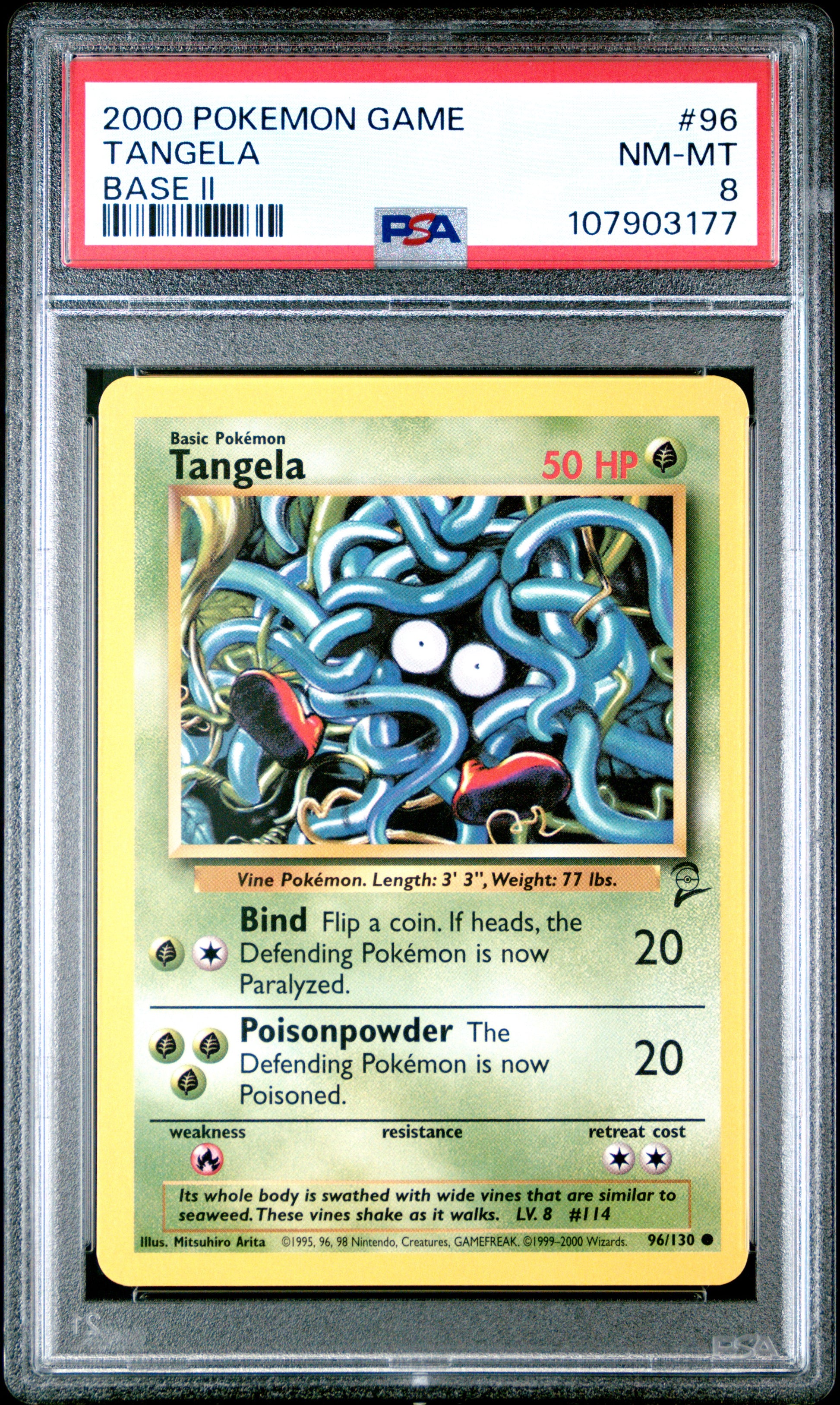 TANGELA 96/130 Common POKEMON GAME BASE II BASE II PSA8 NM-MT 8 PSA population 24 <a href=https://www.psacard.com/cert/107903177/psa>https://www.psacard.com/cert/107903177/psa</a>