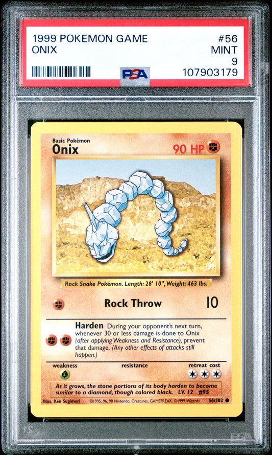 ONIX 56/102 Unlimited POKEMON GAME PSA9 MINT 9 PSA population 672 <a href=https://www.psacard.com/cert/107903179/psa>https://www.psacard.com/cert/107903179/psa</a>