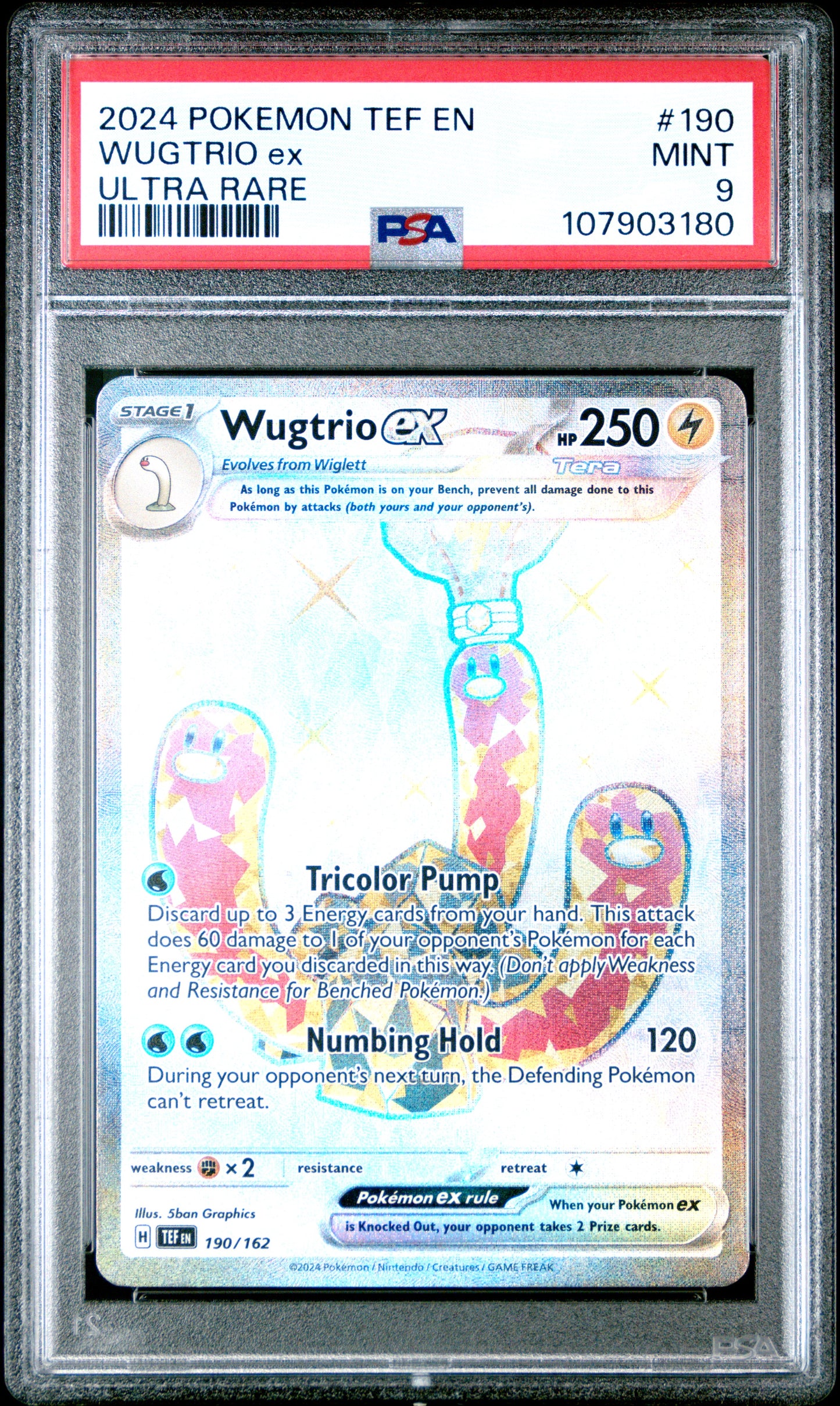 WUGTRIO EX 190/162 Common POKEMON TEF EN-TEMPORAL FORCES ULTRA RARE PSA9 MINT 9 PSA population 49 <a href=https://www.psacard.com/cert/107903180/psa>https://www.psacard.com/cert/107903180/psa</a>