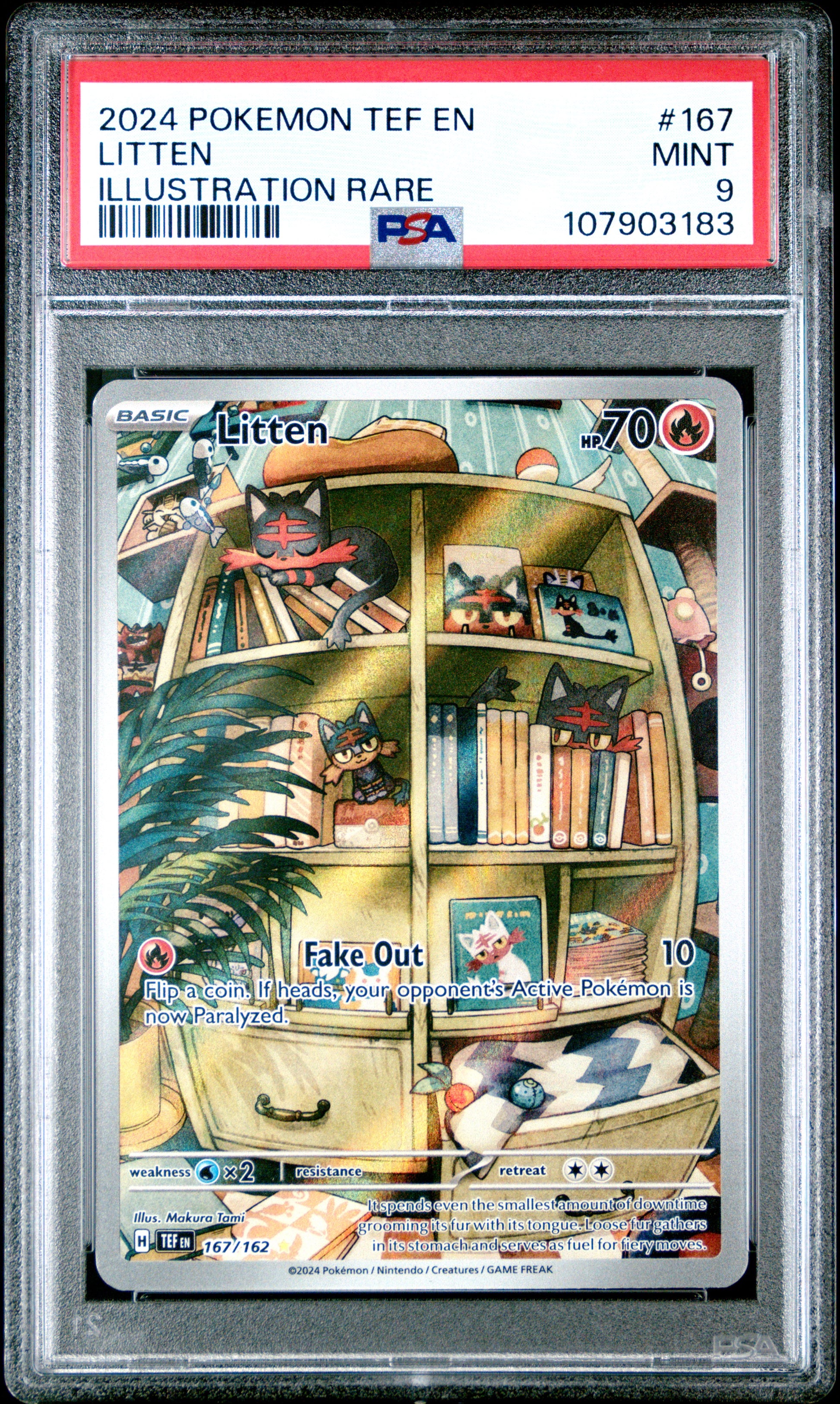 LITTEN 167/162 Common POKEMON TEF EN-TEMPORAL FORCES ILLUSTRATION RARE PSA9 MINT 9 PSA population 1352 <a href=https://www.psacard.com/cert/107903183/psa>https://www.psacard.com/cert/107903183/psa</a>