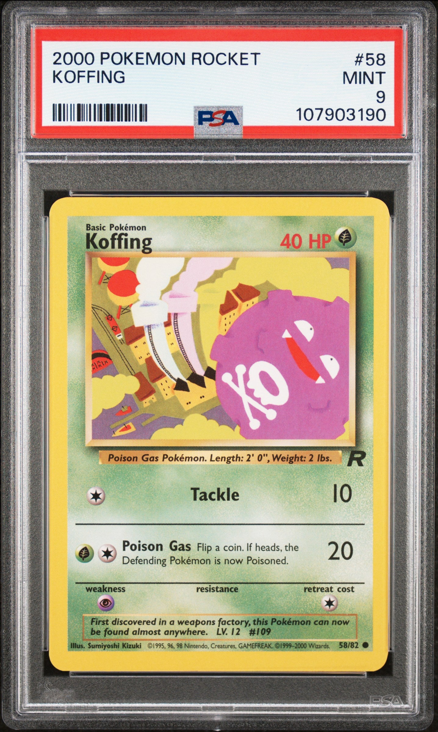 KOFFING 58/82 Common POKEMON ROCKET PSA9 MINT 9 PSA population 77 <a href=https://www.psacard.com/cert/107903190/psa>https://www.psacard.com/cert/107903190/psa</a>