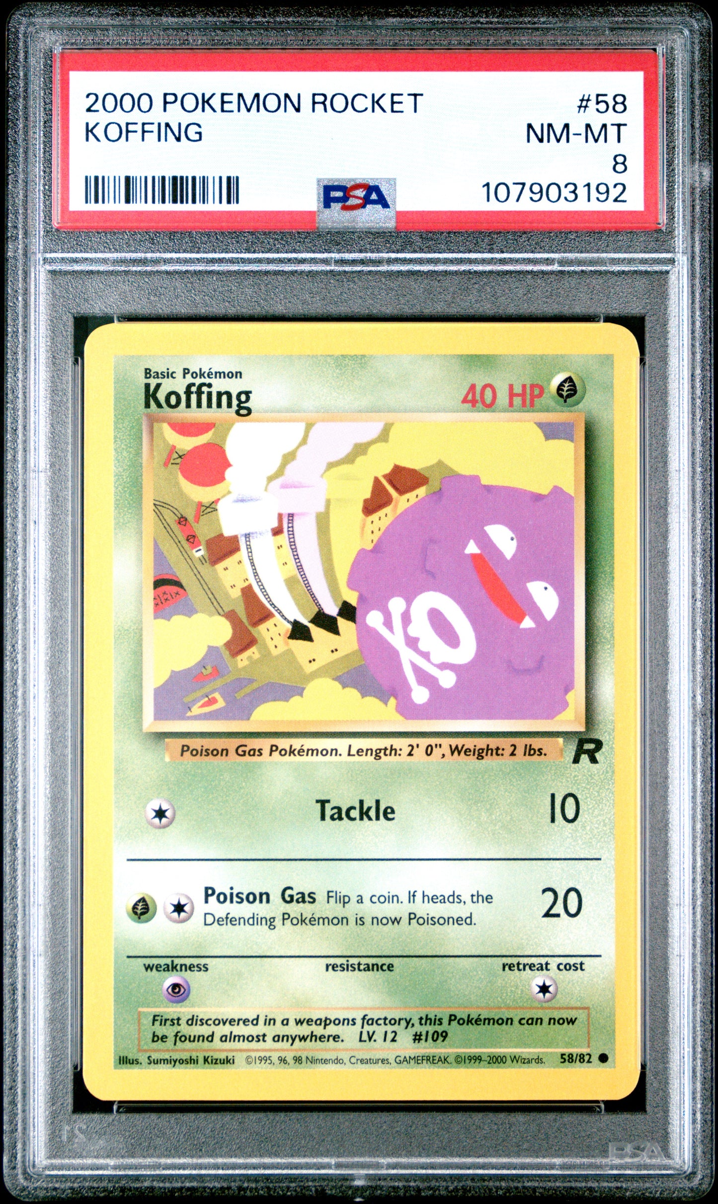 KOFFING 58/82 Common POKEMON ROCKET PSA8 NM-MT 8 PSA population 48 <a href=https://www.psacard.com/cert/107903192/psa>https://www.psacard.com/cert/107903192/psa</a>