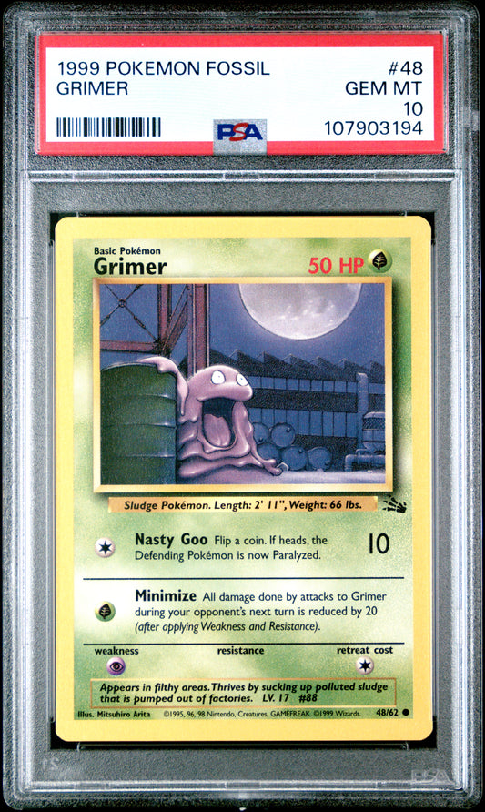 GRIMER 48/62 Common POKEMON FOSSIL PSA10 GEM MT 10 PSA population 138 <a href=https://www.psacard.com/cert/107903194/psa>https://www.psacard.com/cert/107903194/psa</a>