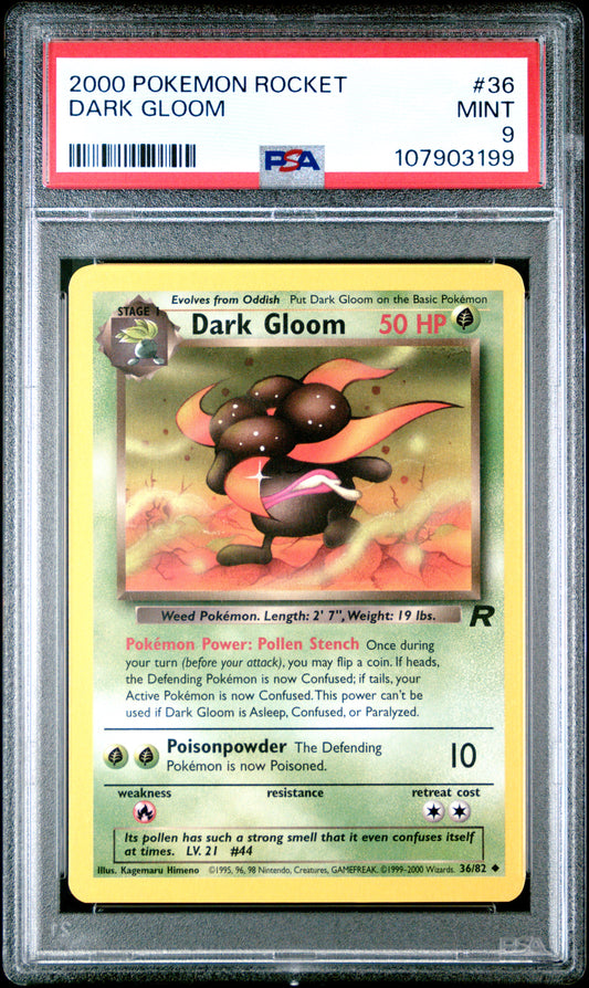 DARK GLOOM 36/82 Common POKEMON ROCKET PSA9 MINT 9 PSA population 78 <a href=https://www.psacard.com/cert/107903199/psa>https://www.psacard.com/cert/107903199/psa</a>