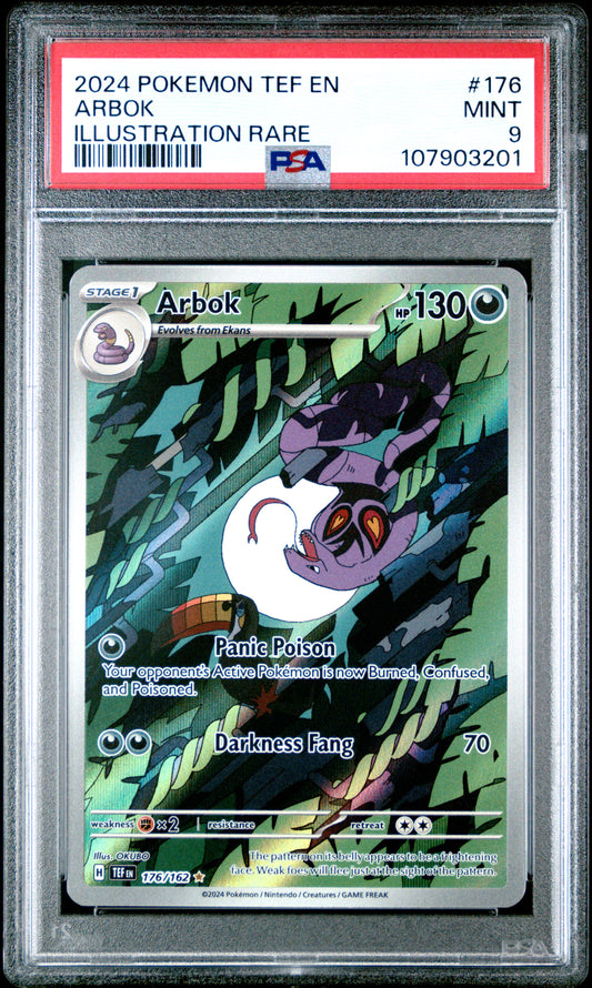 ARBOK 176/162 Common POKEMON TEF EN-TEMPORAL FORCES ILLUSTRATION RARE PSA9 MINT 9 PSA population 1234 <a href=https://www.psacard.com/cert/107903201/psa>https://www.psacard.com/cert/107903201/psa</a>