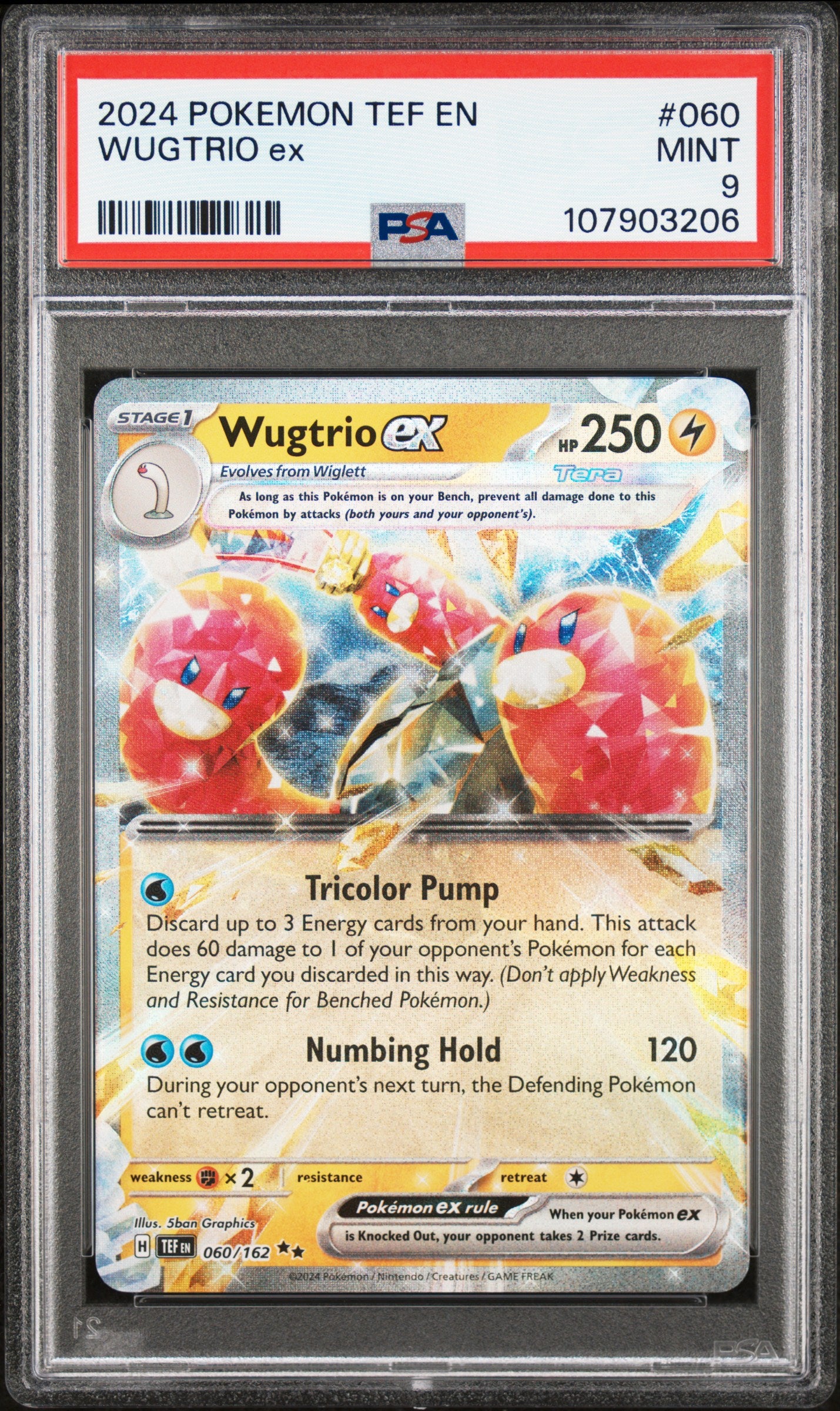 WUGTRIO EX 60/162 Common POKEMON TEF EN-TEMPORAL FORCES PSA9 MINT 9 PSA population 45 <a href=https://www.psacard.com/cert/107903206/psa>https://www.psacard.com/cert/107903206/psa</a>