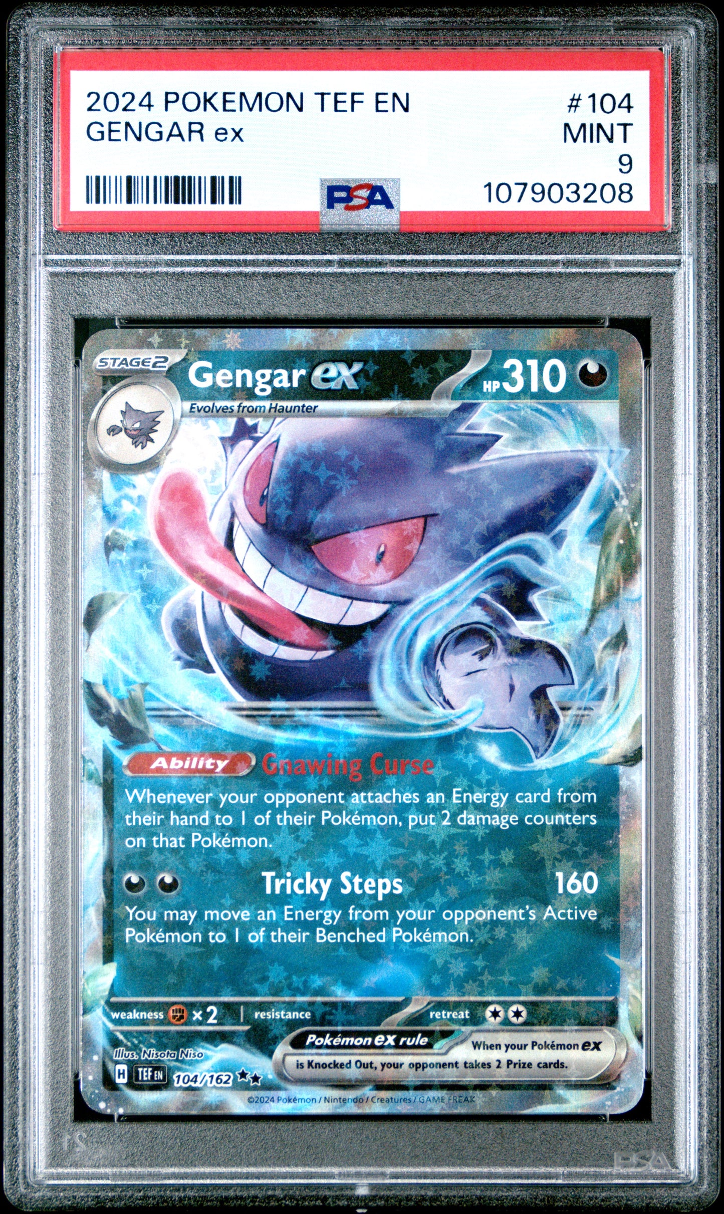 GENGAR EX 104/162 Common POKEMON TEF EN-TEMPORAL FORCES PSA9 MINT 9 PSA population 899 <a href=https://www.psacard.com/cert/107903208/psa>https://www.psacard.com/cert/107903208/psa</a>