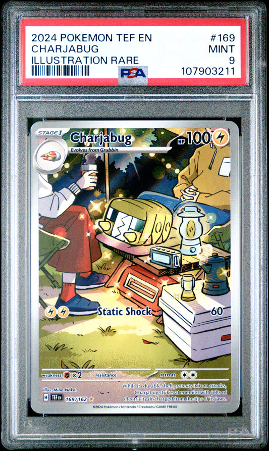 CHARJABUG 169/162 Common POKEMON TEF EN-TEMPORAL FORCES ILLUSTRATION RARE PSA9 MINT 9 PSA population 246 <a href=https://www.psacard.com/cert/107903211/psa>https://www.psacard.com/cert/107903211/psa</a>