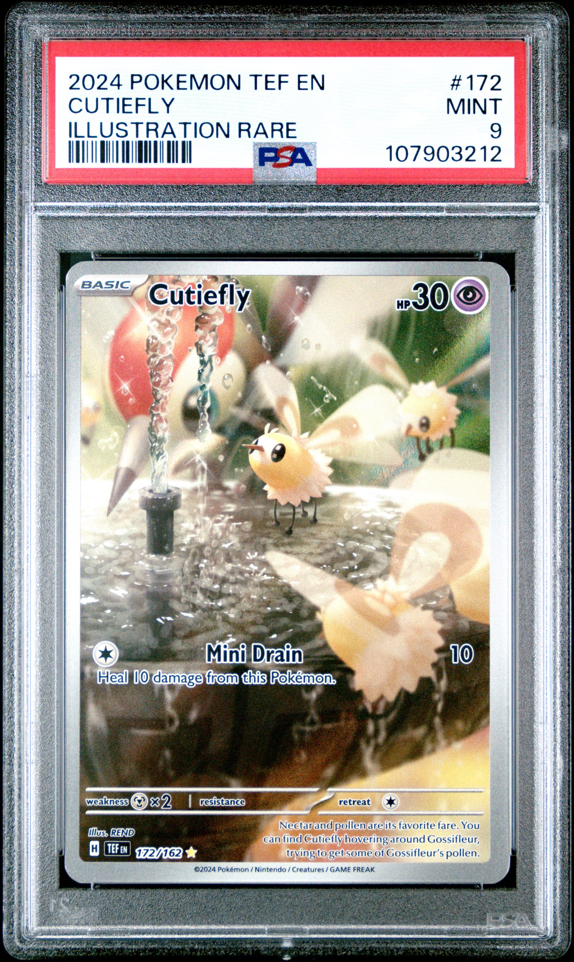 CUTIEFLY 172/162 Common POKEMON TEF EN-TEMPORAL FORCES ILLUSTRATION RARE PSA9 MINT 9 PSA population 236 <a href=https://www.psacard.com/cert/107903212/psa>https://www.psacard.com/cert/107903212/psa</a>