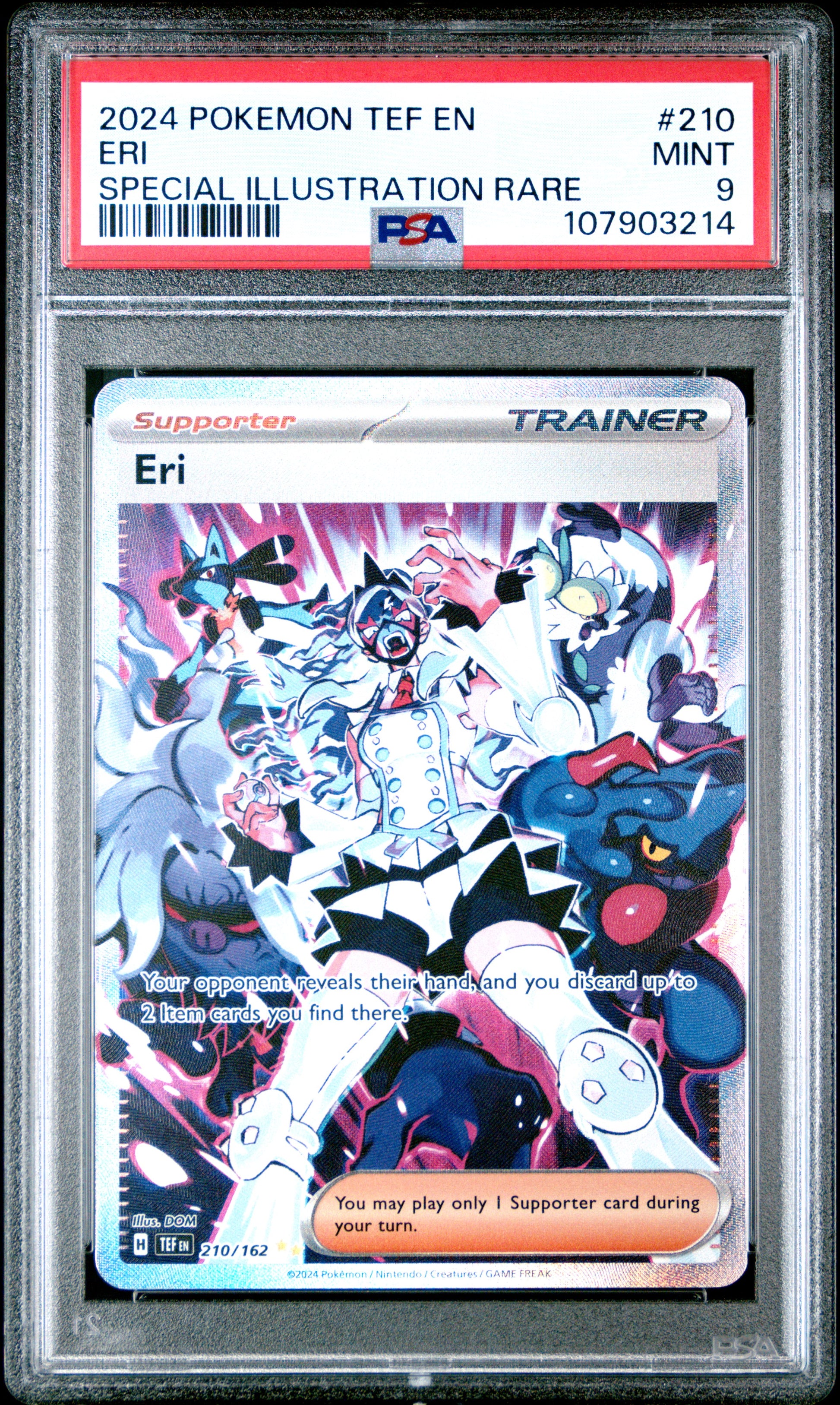 ERI 210/162 Common POKEMON TEF EN-TEMPORAL FORCES SPECIAL ILLUSTRATION RARE PSA9 MINT 9 PSA population 530 <a href=https://www.psacard.com/cert/107903214/psa>https://www.psacard.com/cert/107903214/psa</a>