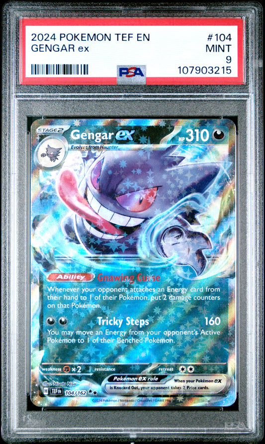GENGAR EX 104/162 Common POKEMON TEF EN-TEMPORAL FORCES PSA9 MINT 9 PSA population 899 <a href=https://www.psacard.com/cert/107903215/psa>https://www.psacard.com/cert/107903215/psa</a>