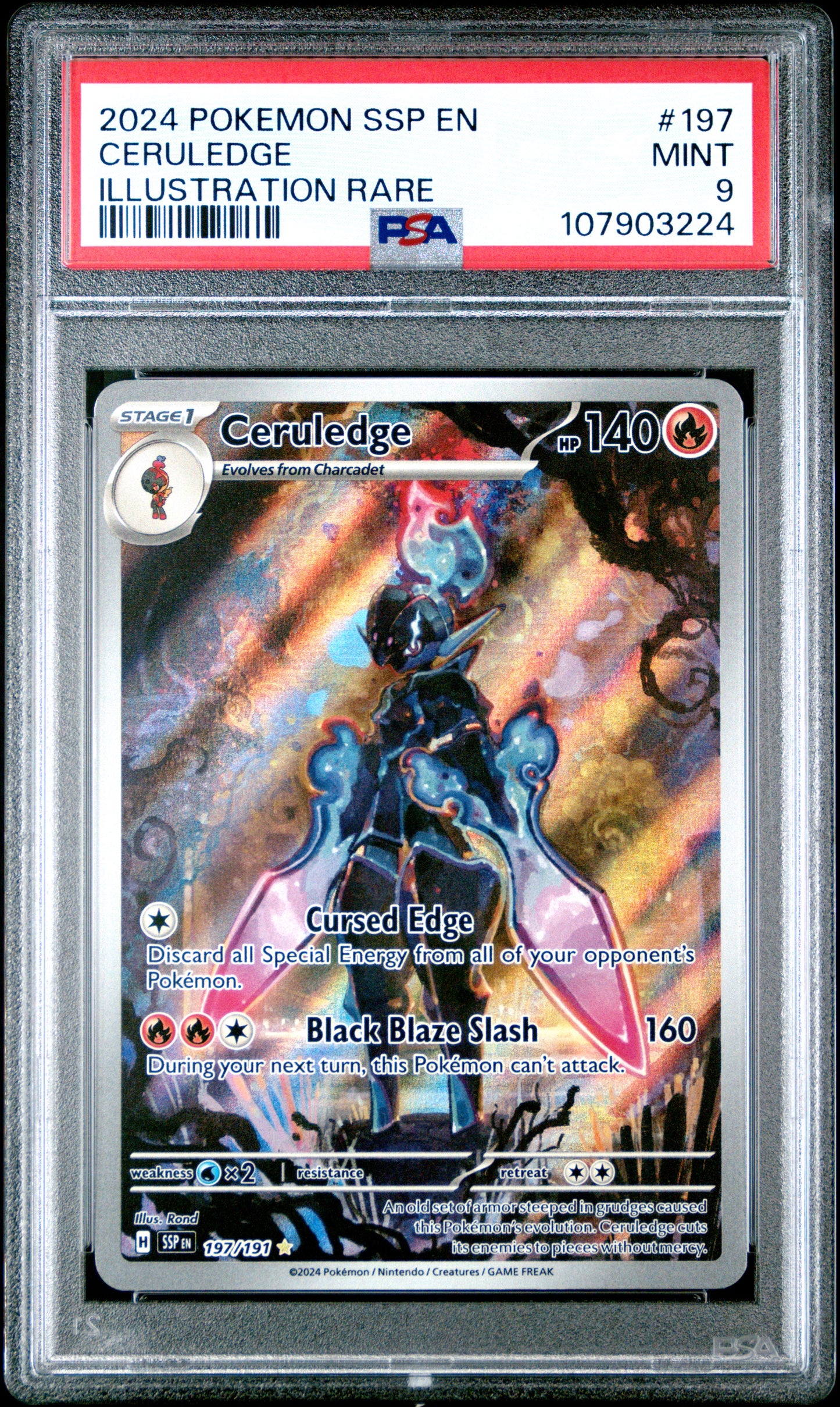CERULEDGE 197/191 Common POKEMON SSP EN-SURGING SPARKS ILLUSTRATION RARE PSA9 MINT 9 PSA population 7439 <a href=https://www.psacard.com/cert/107903224/psa>https://www.psacard.com/cert/107903224/psa</a>