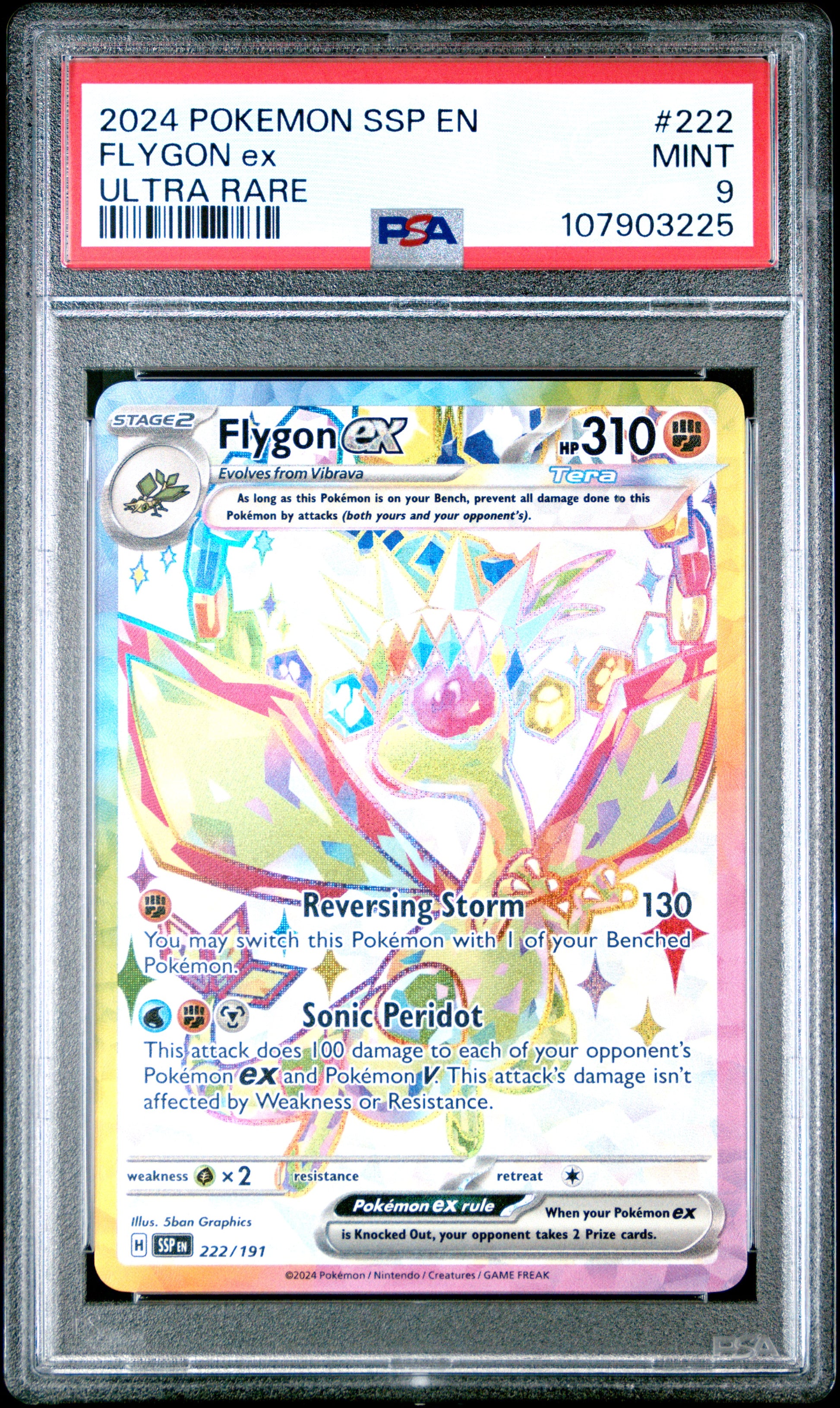 FLYGON EX 222/191 Common POKEMON SSP EN-SURGING SPARKS ULTRA RARE PSA9 MINT 9 PSA population 609 <a href=https://www.psacard.com/cert/107903225/psa>https://www.psacard.com/cert/107903225/psa</a>