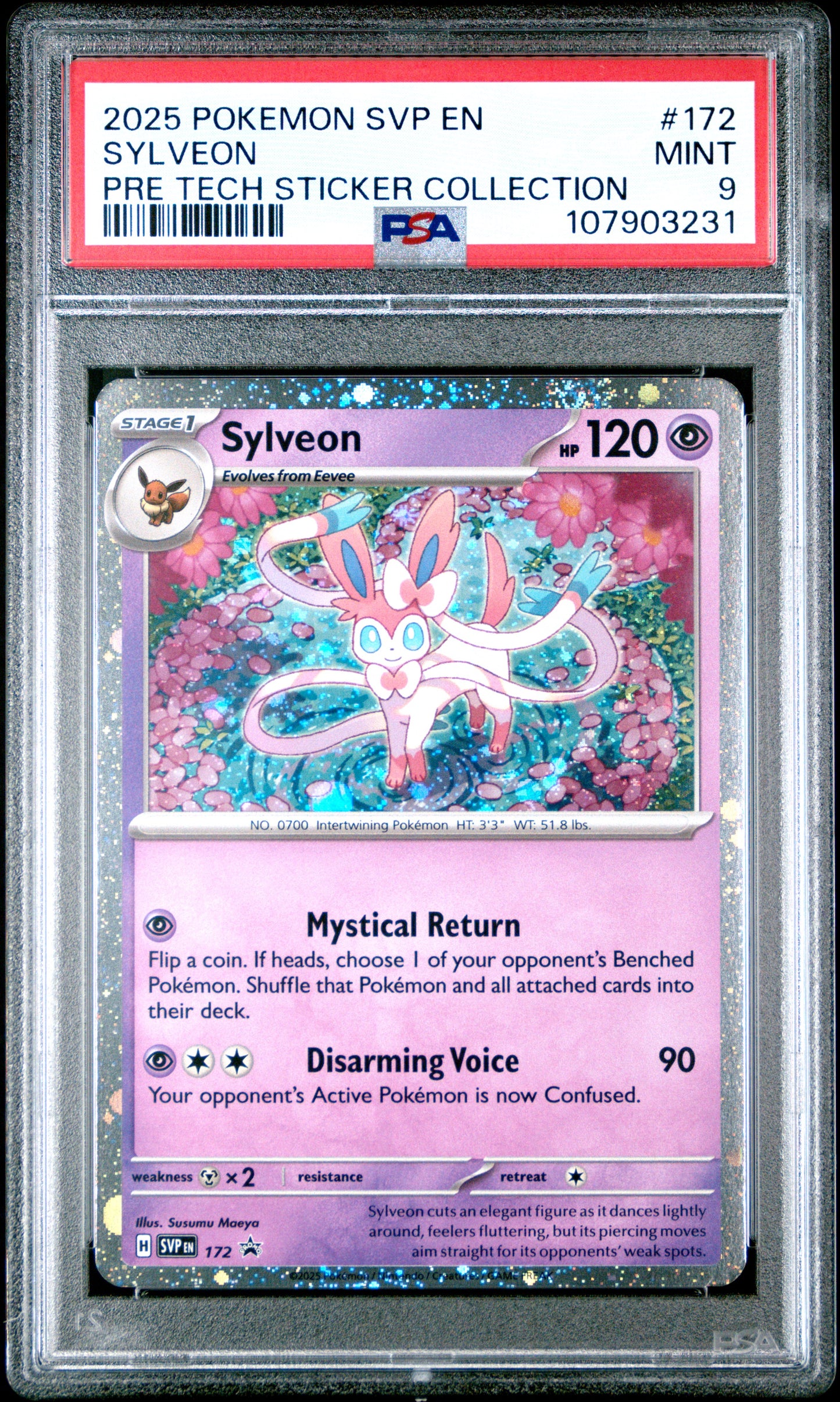 SYLVEON 172/SVP Common POKEMON SVP EN-SV BLACK STAR PROMO PRE TECH STICKER COLLECTION PSA9 MINT 9 PSA population 473 <a href=https://www.psacard.com/cert/107903231/psa>https://www.psacard.com/cert/107903231/psa</a>