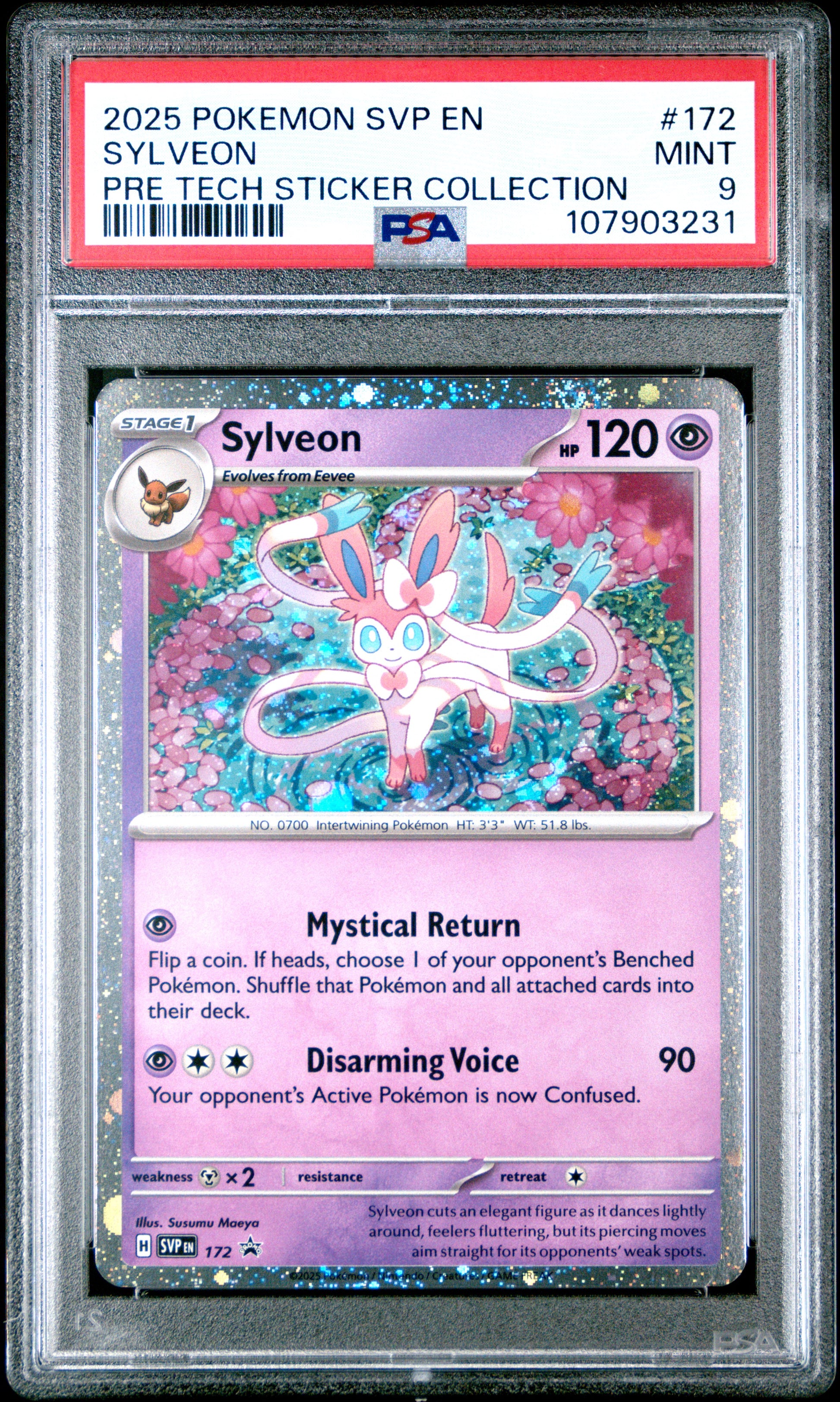 SYLVEON 172/SVP Common POKEMON SVP EN-SV BLACK STAR PROMO PRE TECH STICKER COLLECTION PSA9 MINT 9 PSA population 473 <a href=https://www.psacard.com/cert/107903231/psa>https://www.psacard.com/cert/107903231/psa</a>