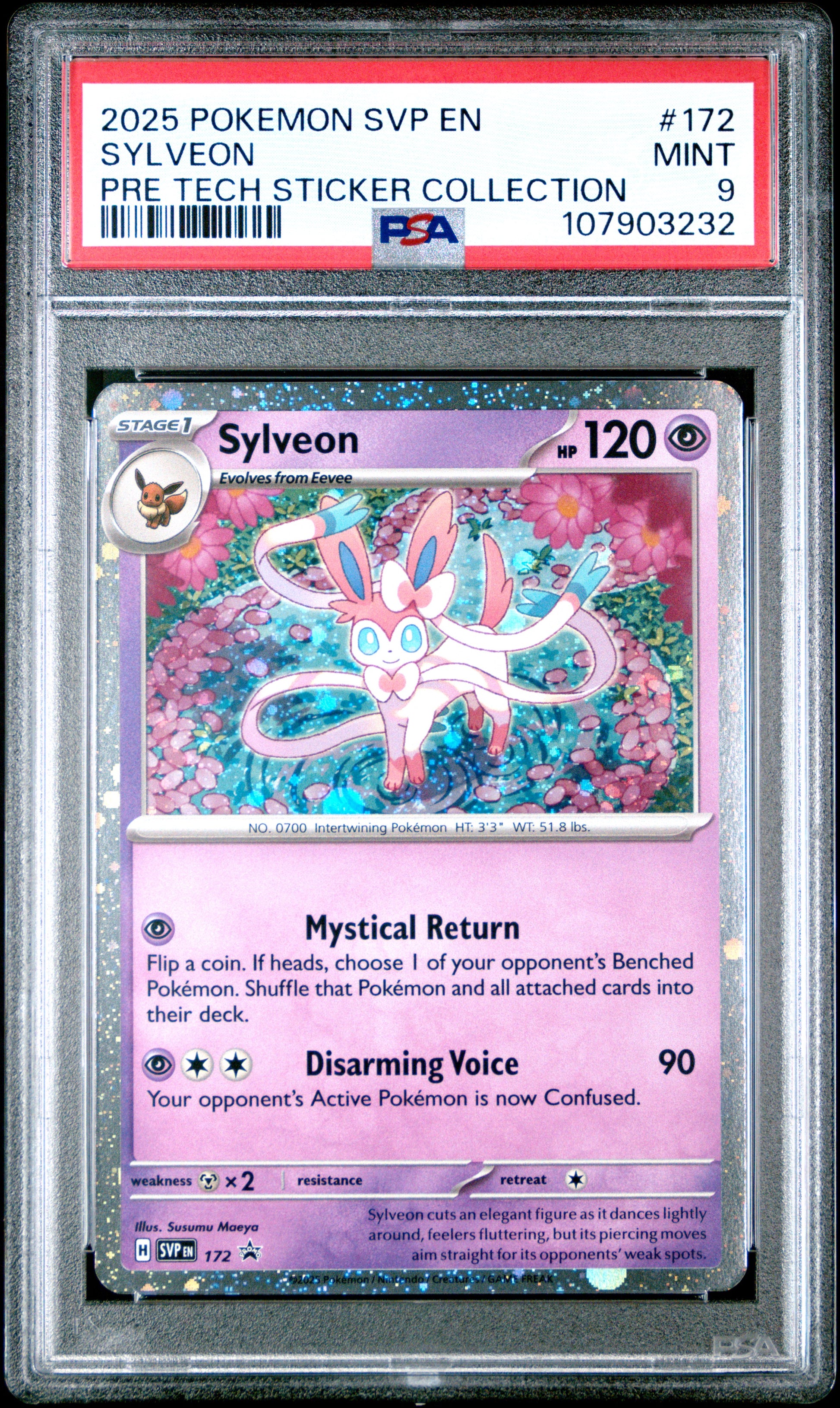 SYLVEON 172/SVP Common POKEMON SVP EN-SV BLACK STAR PROMO PRE TECH STICKER COLLECTION PSA9 MINT 9 PSA population 473 <a href=https://www.psacard.com/cert/107903232/psa>https://www.psacard.com/cert/107903232/psa</a>