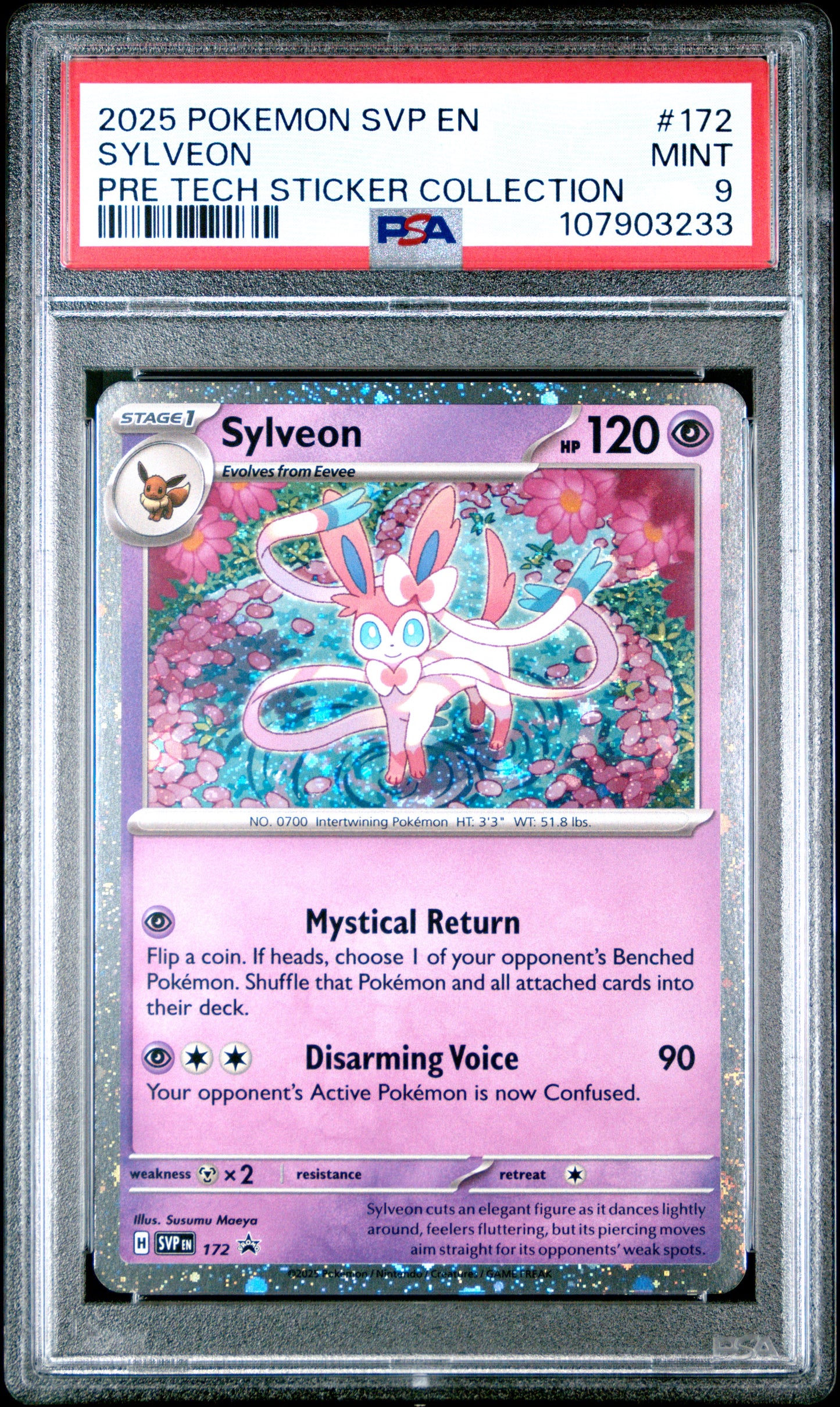 SYLVEON 172/SVP Common POKEMON SVP EN-SV BLACK STAR PROMO PRE TECH STICKER COLLECTION PSA9 MINT 9 PSA population 473 <a href=https://www.psacard.com/cert/107903233/psa>https://www.psacard.com/cert/107903233/psa</a>