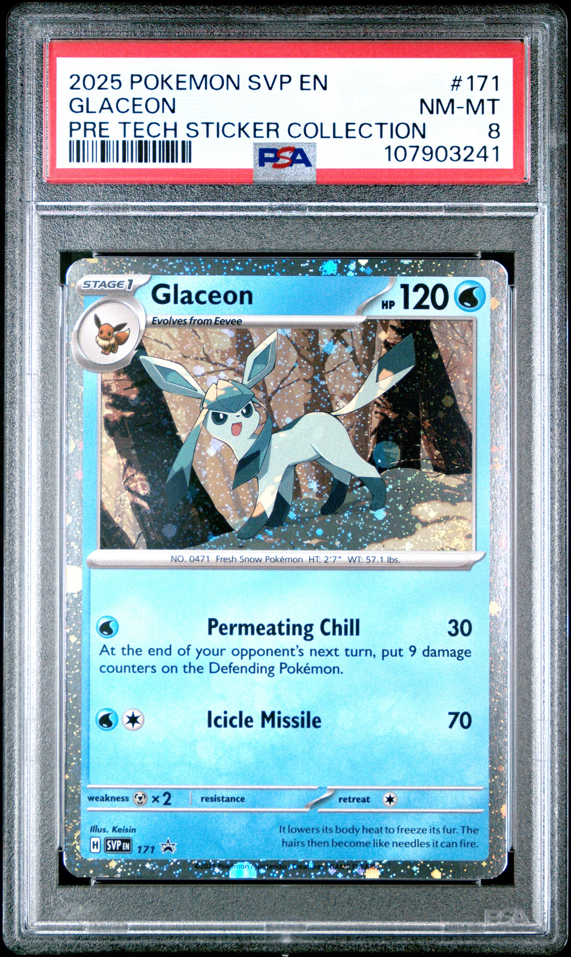 GLACEON 171/SVP Common POKEMON SVP EN-SV BLACK STAR PROMO PRE TECH STICKER COLLECTION PSA8 NM-MT 8 PSA population 93 <a href=https://www.psacard.com/cert/107903241/psa>https://www.psacard.com/cert/107903241/psa</a>
