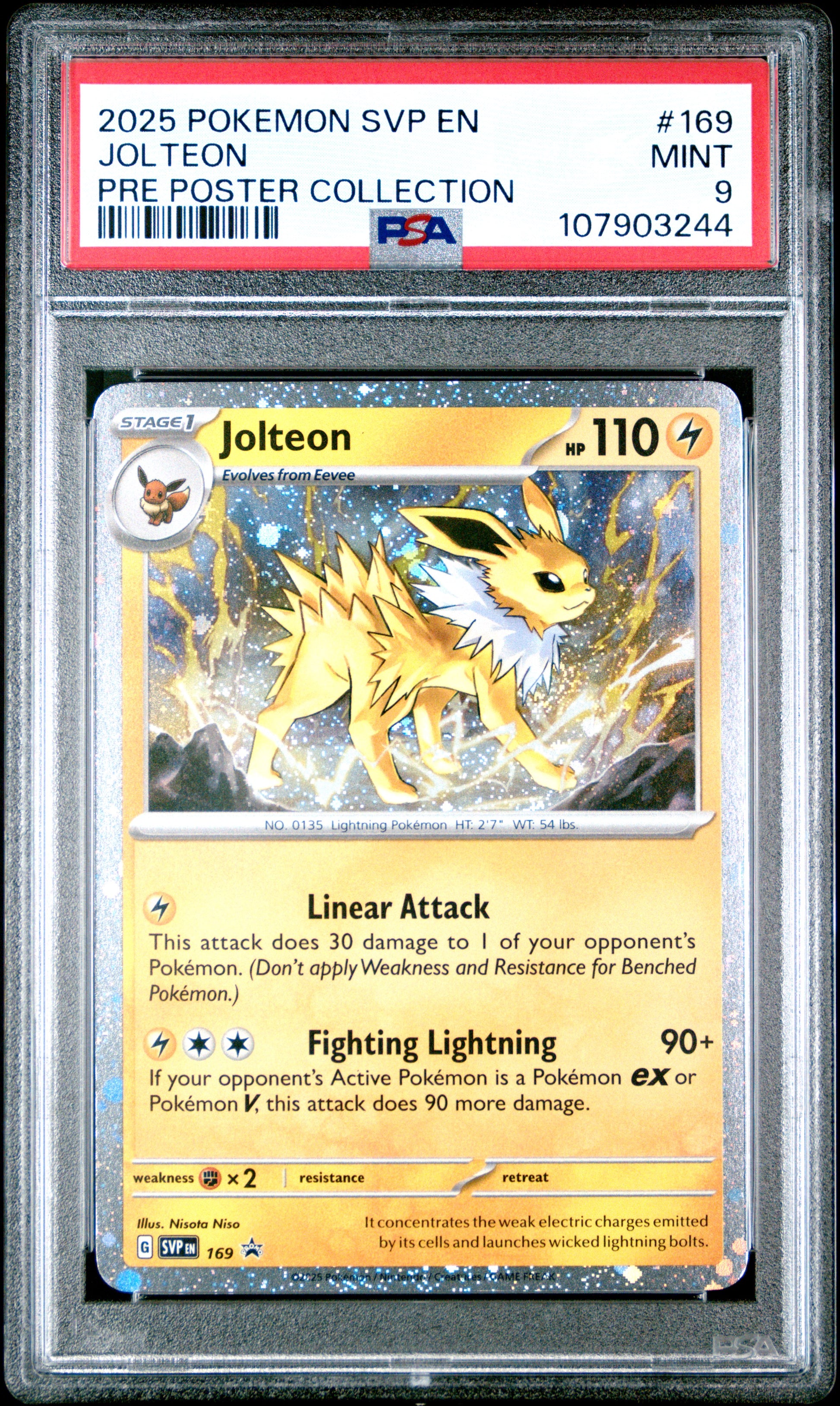 JOLTEON 169/SVP [Cosmos Holo]  POKEMON SVP EN-SV BLACK STAR PROMO PRE POSTER COLLECTION PSA9 MINT 9 PSA population 891 <a href=https://www.psacard.com/cert/107903244/psa>https://www.psacard.com/cert/107903244/psa</a>