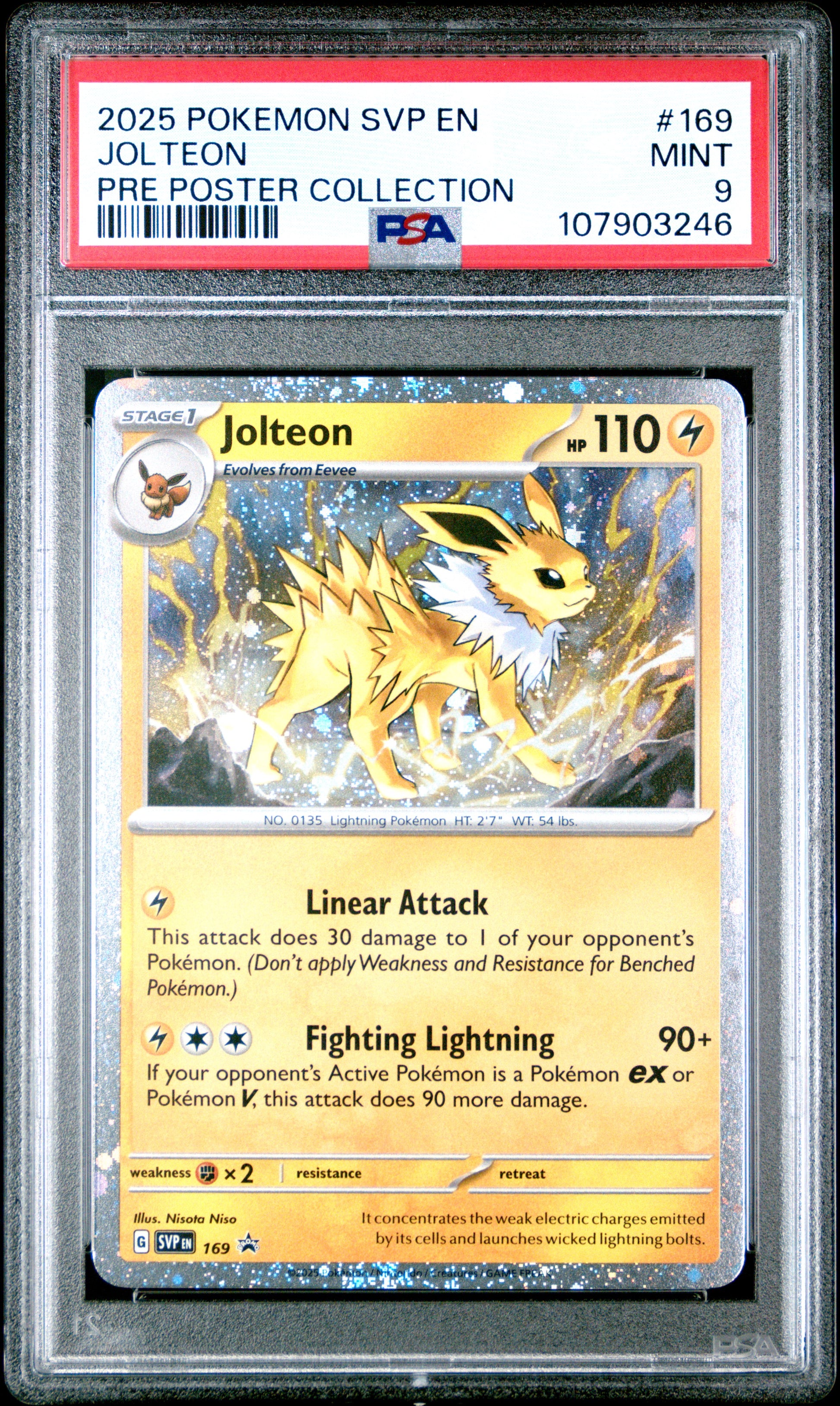 JOLTEON 169/SVP [Cosmos Holo]  POKEMON SVP EN-SV BLACK STAR PROMO PRE POSTER COLLECTION PSA9 MINT 9 PSA population 891 <a href=https://www.psacard.com/cert/107903246/psa>https://www.psacard.com/cert/107903246/psa</a>