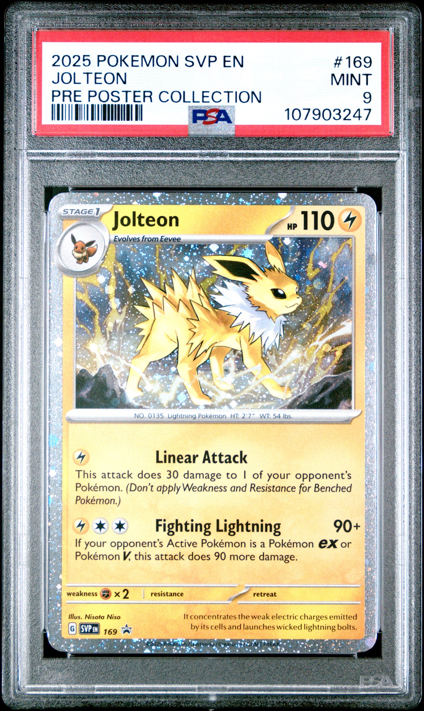 JOLTEON 169/SVP [Cosmos Holo]  POKEMON SVP EN-SV BLACK STAR PROMO PRE POSTER COLLECTION PSA9 MINT 9 PSA population 891 <a href=https://www.psacard.com/cert/107903247/psa>https://www.psacard.com/cert/107903247/psa</a>