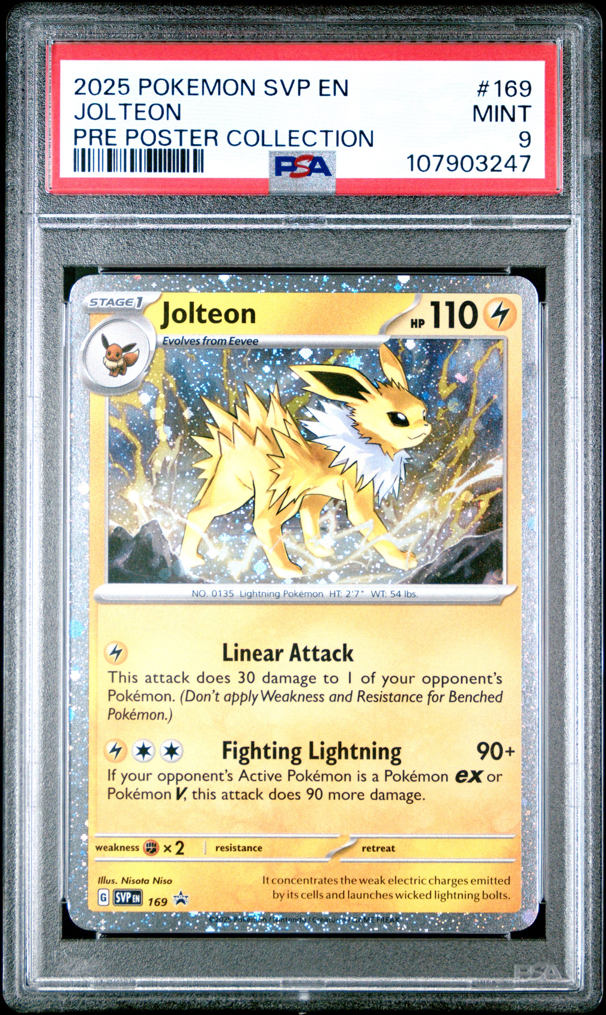 JOLTEON 169/SVP [Cosmos Holo]  POKEMON SVP EN-SV BLACK STAR PROMO PRE POSTER COLLECTION PSA9 MINT 9 PSA population 891 <a href=https://www.psacard.com/cert/107903247/psa>https://www.psacard.com/cert/107903247/psa</a>