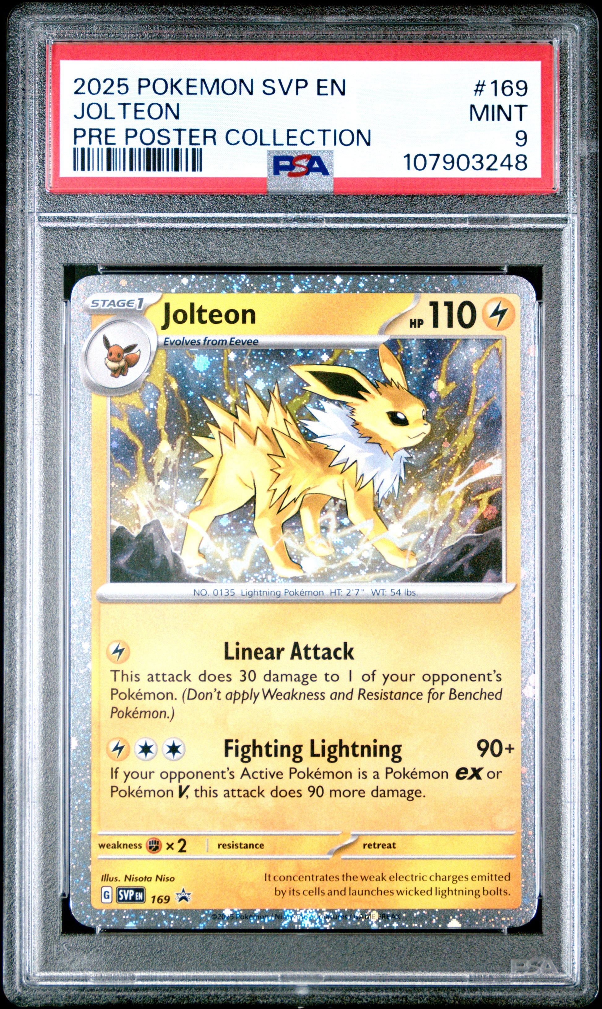 JOLTEON 169/SVP [Cosmos Holo]  POKEMON SVP EN-SV BLACK STAR PROMO PRE POSTER COLLECTION PSA9 MINT 9 PSA population 891 <a href=https://www.psacard.com/cert/107903248/psa>https://www.psacard.com/cert/107903248/psa</a>