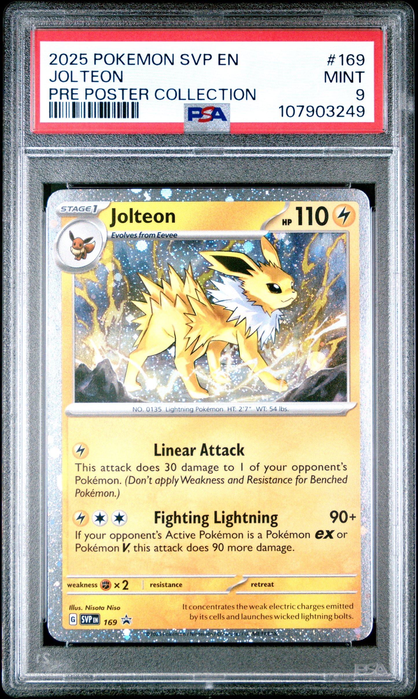JOLTEON 169/SVP [Cosmos Holo]  POKEMON SVP EN-SV BLACK STAR PROMO PRE POSTER COLLECTION PSA9 MINT 9 PSA population 891 <a href=https://www.psacard.com/cert/107903249/psa>https://www.psacard.com/cert/107903249/psa</a>