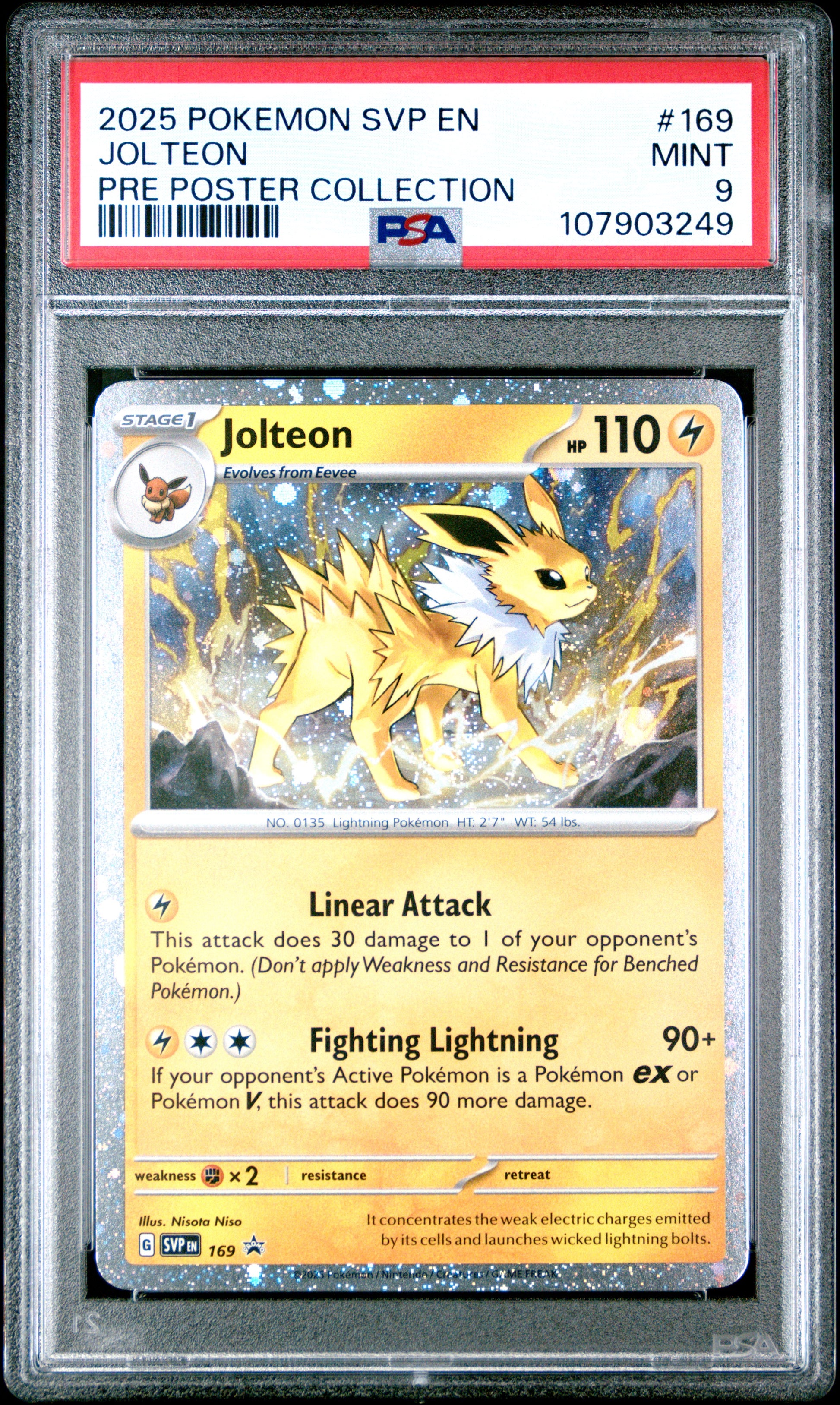 JOLTEON 169/SVP [Cosmos Holo]  POKEMON SVP EN-SV BLACK STAR PROMO PRE POSTER COLLECTION PSA9 MINT 9 PSA population 891 <a href=https://www.psacard.com/cert/107903249/psa>https://www.psacard.com/cert/107903249/psa</a>