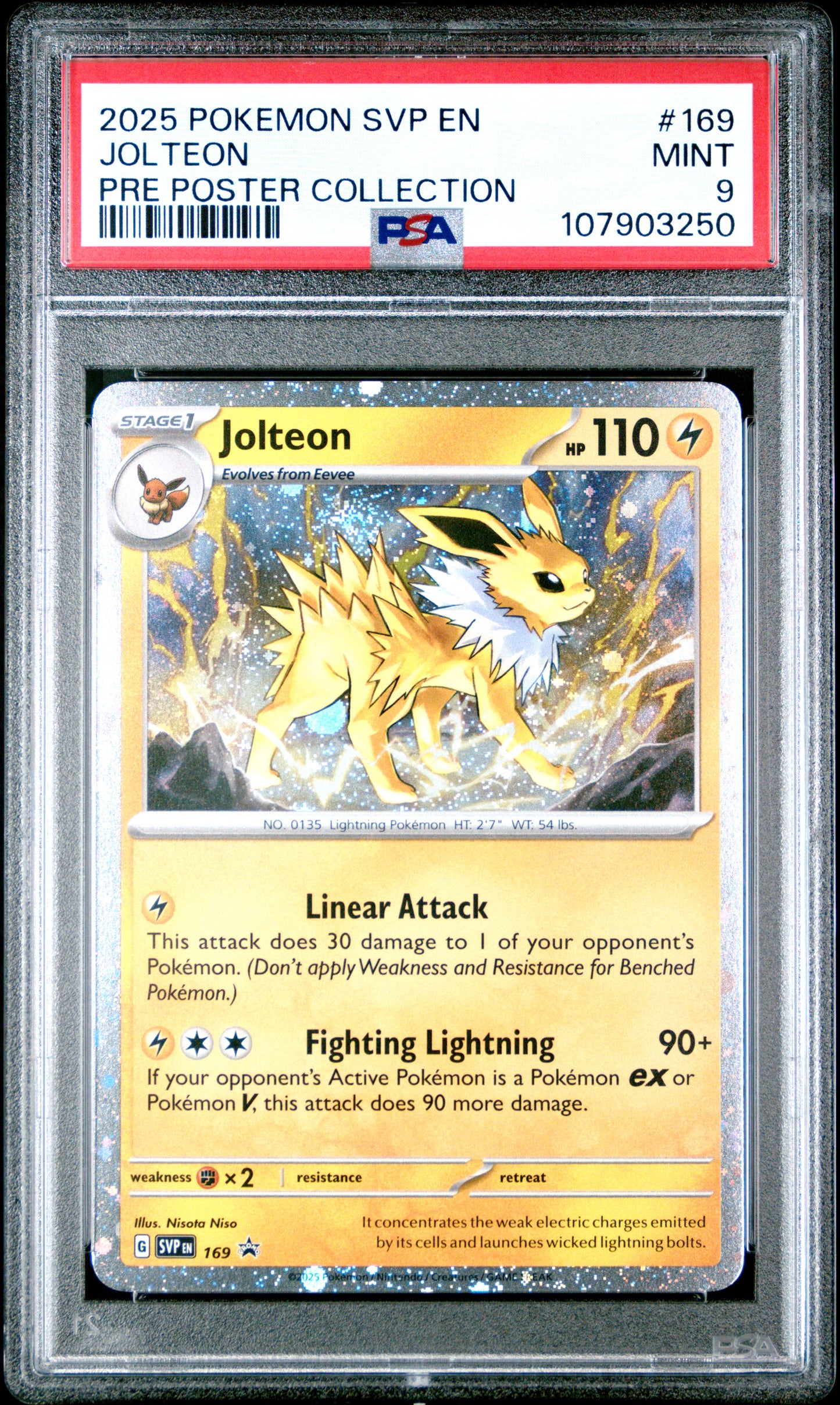 JOLTEON 169/SVP [Cosmos Holo]  POKEMON SVP EN-SV BLACK STAR PROMO PRE POSTER COLLECTION PSA9 MINT 9 PSA population 891 <a href=https://www.psacard.com/cert/107903250/psa>https://www.psacard.com/cert/107903250/psa</a>