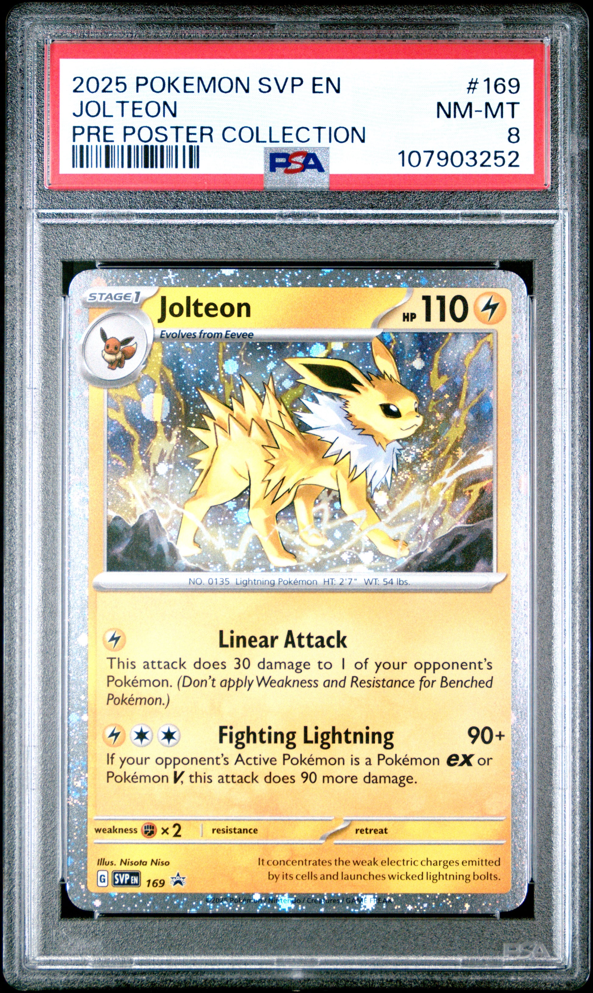 JOLTEON 169/SVP [Cosmos Holo]  POKEMON SVP EN-SV BLACK STAR PROMO PRE POSTER COLLECTION PSA8 NM-MT 8 PSA population 126 <a href=https://www.psacard.com/cert/107903252/psa>https://www.psacard.com/cert/107903252/psa</a>