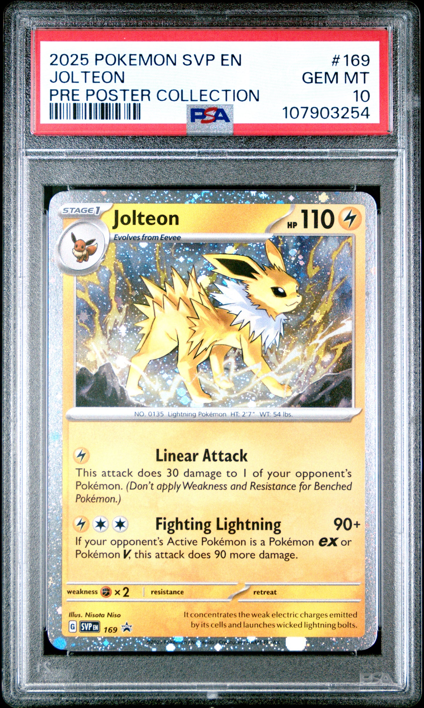 JOLTEON 169/SVP [Cosmos Holo]  POKEMON SVP EN-SV BLACK STAR PROMO PRE POSTER COLLECTION PSA10 GEM MT 10 PSA population 625 <a href=https://www.psacard.com/cert/107903254/psa>https://www.psacard.com/cert/107903254/psa</a>