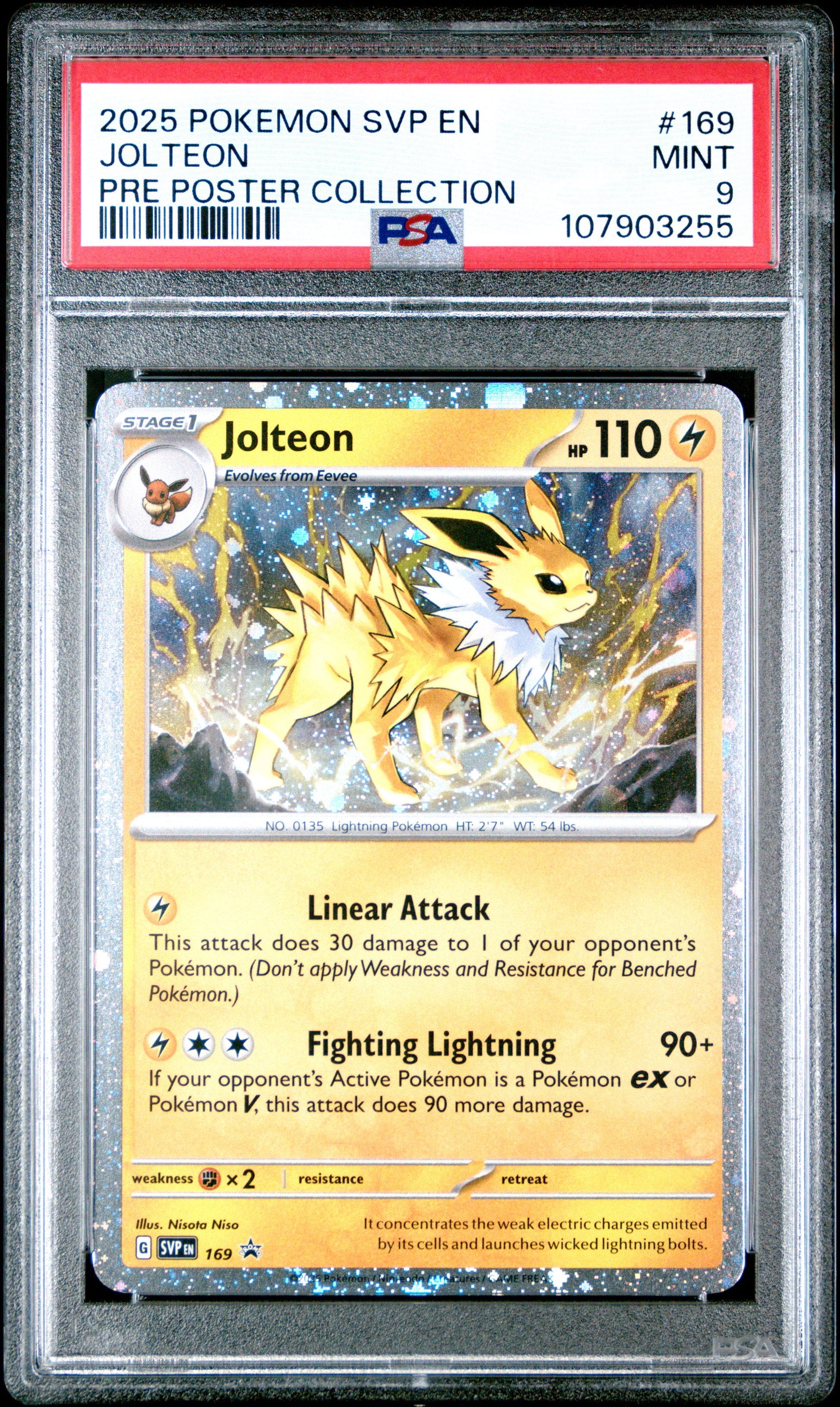 JOLTEON 169/SVP [Cosmos Holo]  POKEMON SVP EN-SV BLACK STAR PROMO PRE POSTER COLLECTION PSA9 MINT 9 PSA population 891 <a href=https://www.psacard.com/cert/107903255/psa>https://www.psacard.com/cert/107903255/psa</a>