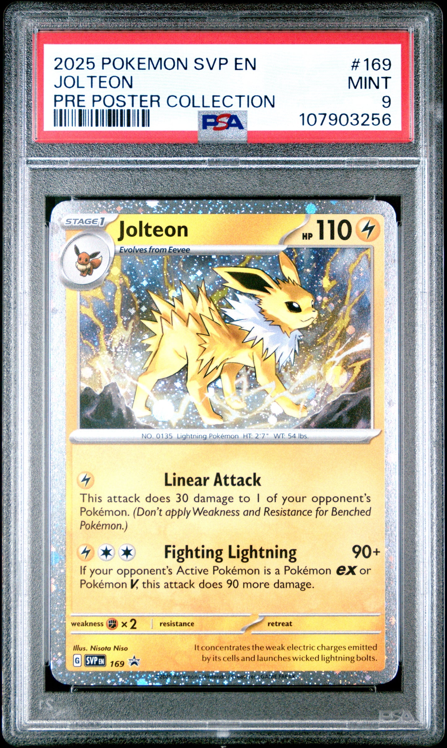 JOLTEON 169/SVP [Cosmos Holo]  POKEMON SVP EN-SV BLACK STAR PROMO PRE POSTER COLLECTION PSA9 MINT 9 PSA population 891 <a href=https://www.psacard.com/cert/107903256/psa>https://www.psacard.com/cert/107903256/psa</a>
