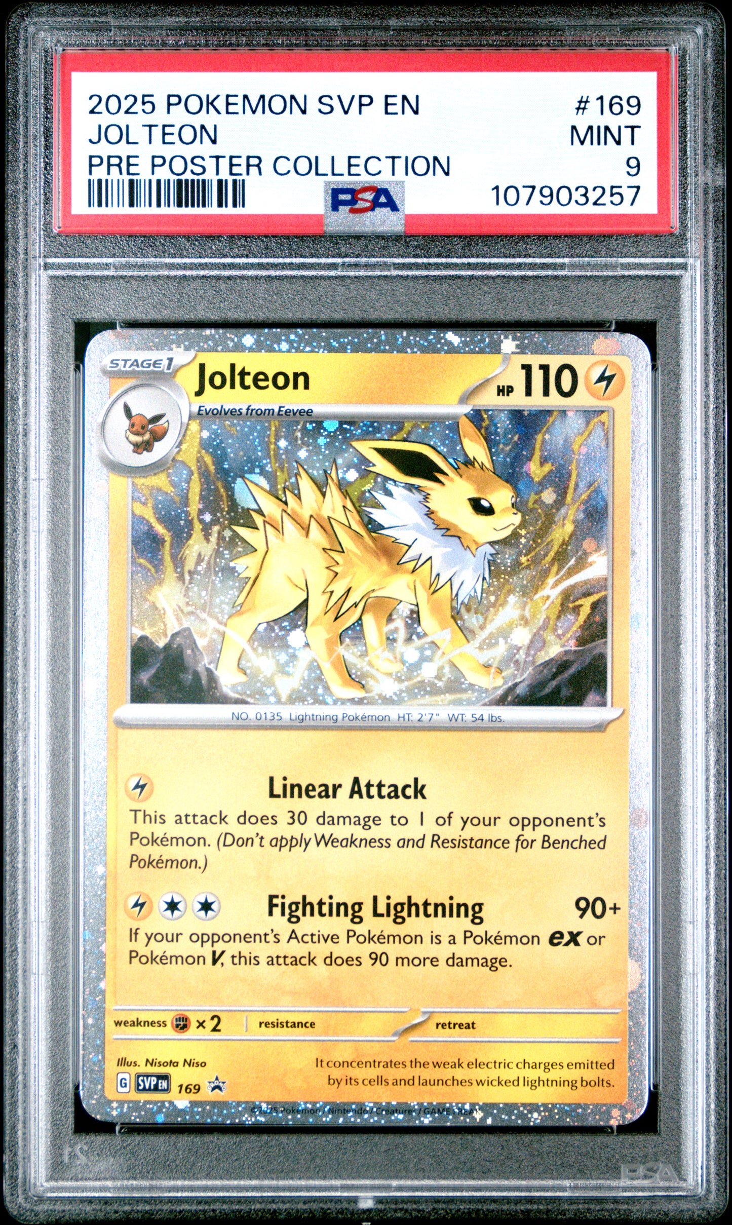 JOLTEON 169/SVP [Cosmos Holo]  POKEMON SVP EN-SV BLACK STAR PROMO PRE POSTER COLLECTION PSA9 MINT 9 PSA population 891 <a href=https://www.psacard.com/cert/107903257/psa>https://www.psacard.com/cert/107903257/psa</a>