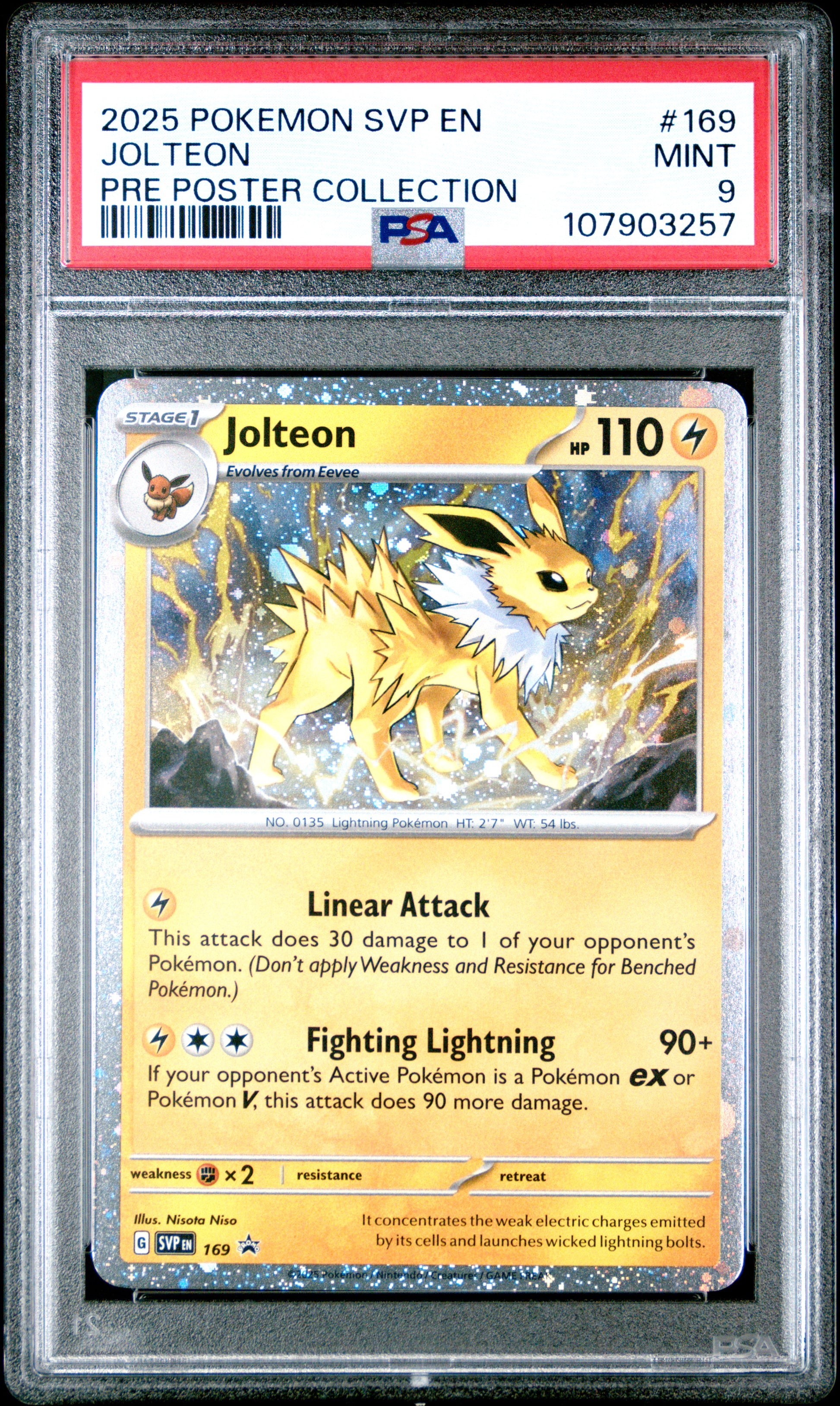 JOLTEON 169/SVP [Cosmos Holo]  POKEMON SVP EN-SV BLACK STAR PROMO PRE POSTER COLLECTION PSA9 MINT 9 PSA population 891 <a href=https://www.psacard.com/cert/107903257/psa>https://www.psacard.com/cert/107903257/psa</a>
