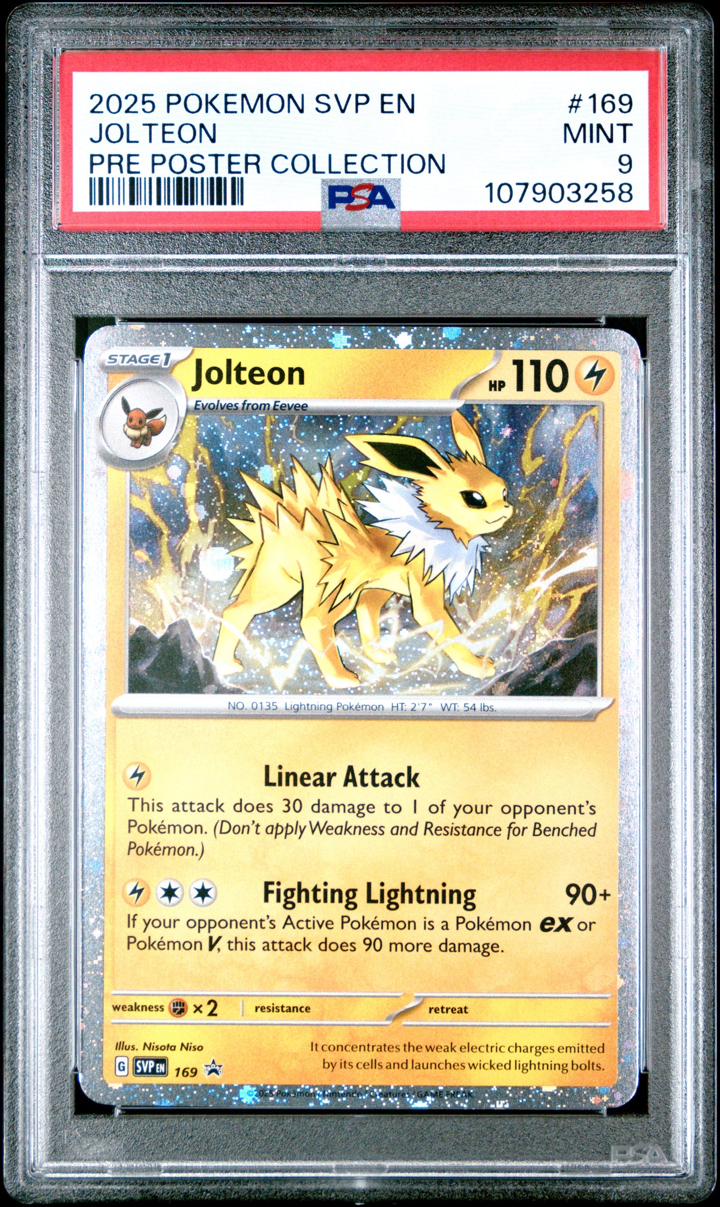 JOLTEON 169/SVP [Cosmos Holo]  POKEMON SVP EN-SV BLACK STAR PROMO PRE POSTER COLLECTION PSA9 MINT 9 PSA population 891 <a href=https://www.psacard.com/cert/107903258/psa>https://www.psacard.com/cert/107903258/psa</a>