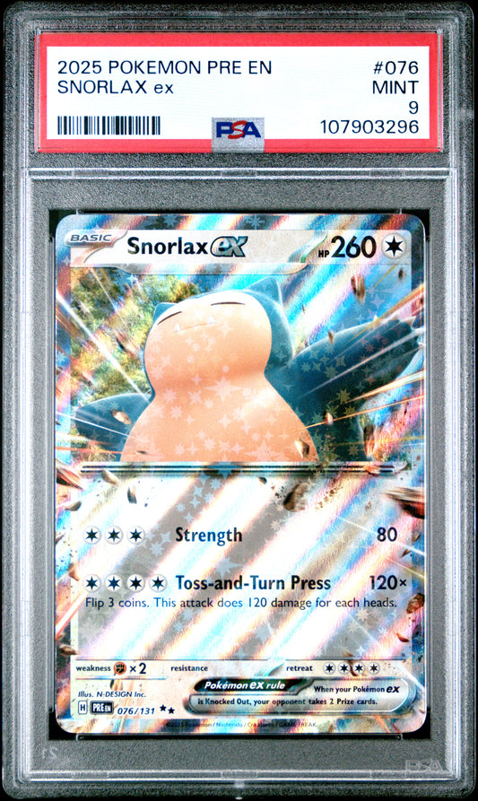 SNORLAX EX 76/131 Common POKEMON PRE EN-PRISMATIC EVOLUTIONS PSA9 MINT 9 PSA population 238 <a href=https://www.psacard.com/cert/107903296/psa>https://www.psacard.com/cert/107903296/psa</a>