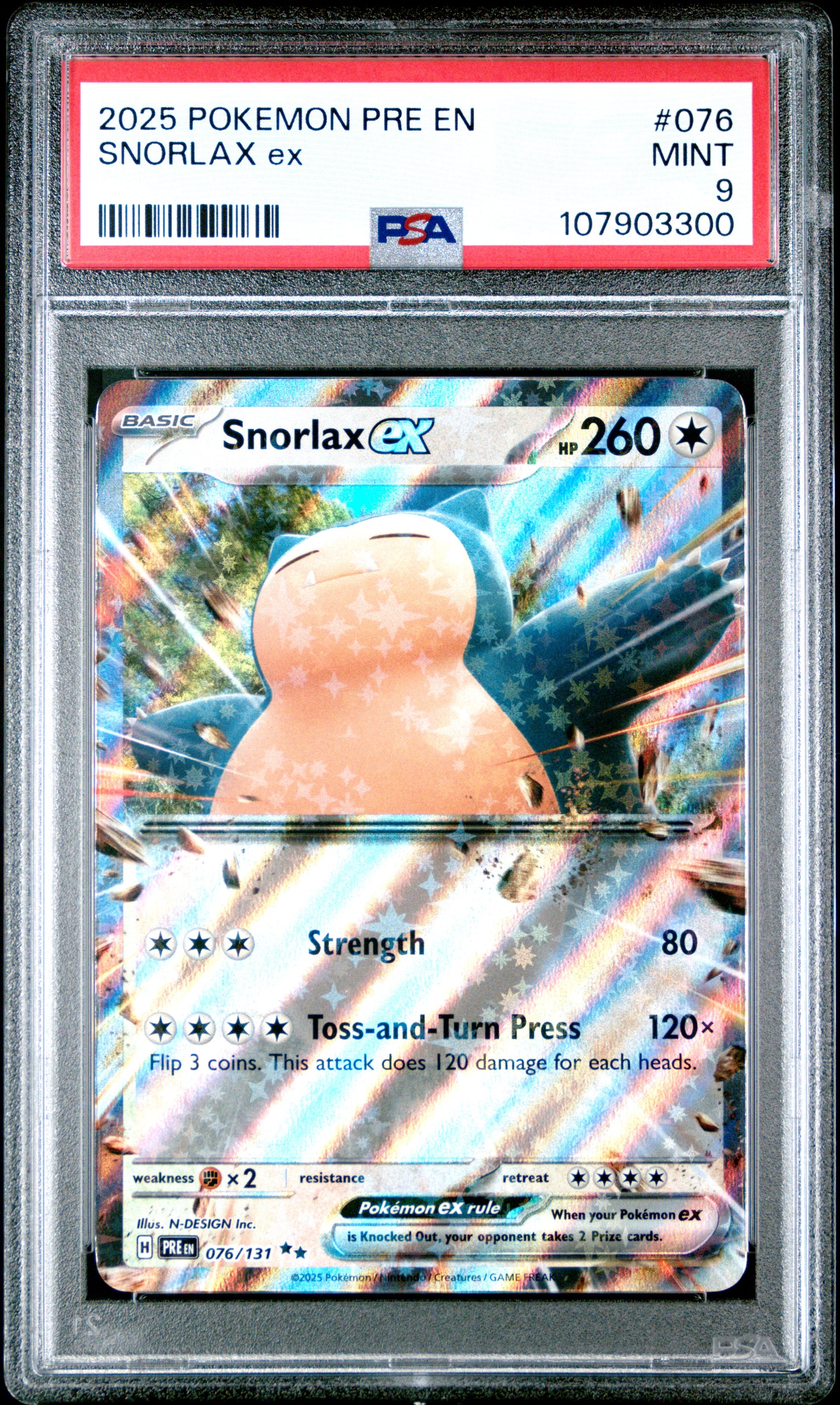 SNORLAX EX 76/131 Common POKEMON PRE EN-PRISMATIC EVOLUTIONS PSA9 MINT 9 PSA population 238 <a href=https://www.psacard.com/cert/107903300/psa>https://www.psacard.com/cert/107903300/psa</a>