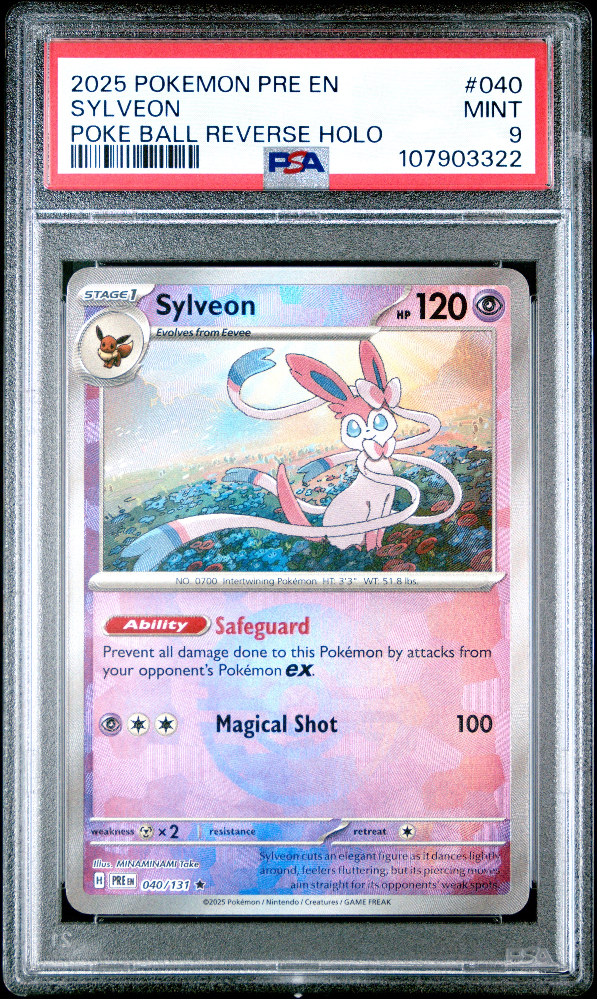 SYLVEON 40/131 [Poke Ball] POKEMON PRE EN-PRISMATIC EVOLUTIONS POKE BALL REVERSE HOLO PSA9 MINT 9 PSA population 368 <a href=https://www.psacard.com/cert/107903322/psa>https://www.psacard.com/cert/107903322/psa</a>