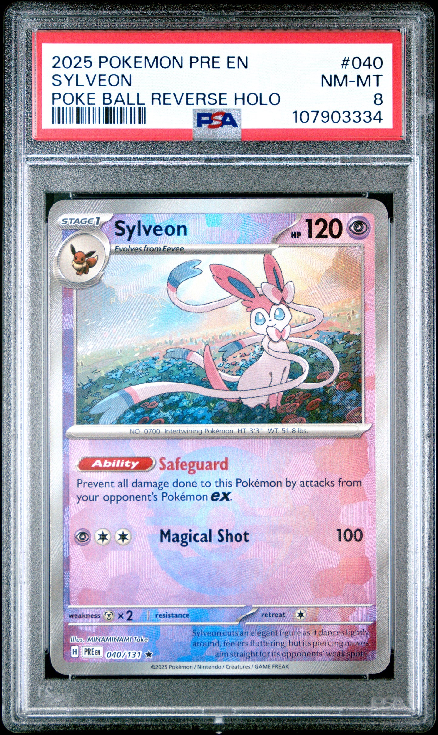 SYLVEON 40/131 [Poke Ball] POKEMON PRE EN-PRISMATIC EVOLUTIONS POKE BALL REVERSE HOLO PSA8 NM-MT 8 PSA population 127 <a href=https://www.psacard.com/cert/107903334/psa>https://www.psacard.com/cert/107903334/psa</a>