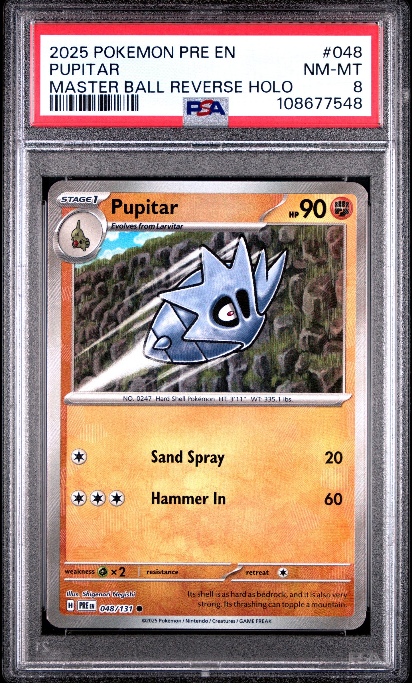 PUPITAR 48/131 [Master Ball]  POKEMON PRE EN-PRISMATIC EVOLUTIONS MASTER BALL REVERSE HOLO PSA8 NM-MT 8 PSA population 9 <a href=https://www.psacard.com/cert/108677548/psa>https://www.psacard.com/cert/108677548/psa</a>