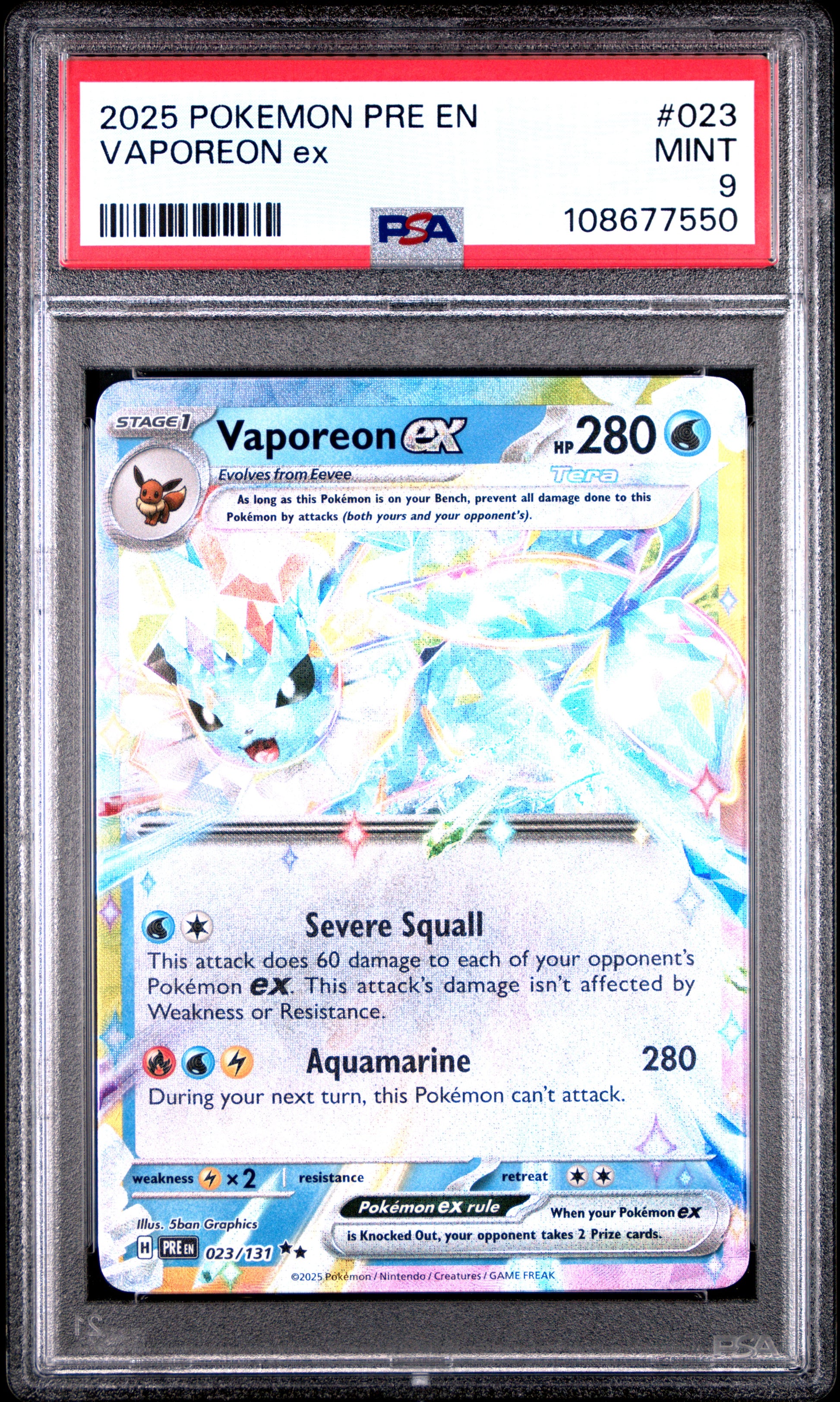 VAPOREON EX 23/131 Common POKEMON PRE EN-PRISMATIC EVOLUTIONS PSA9 MINT 9 PSA population 626 <a href=https://www.psacard.com/cert/108677550/psa>https://www.psacard.com/cert/108677550/psa</a>