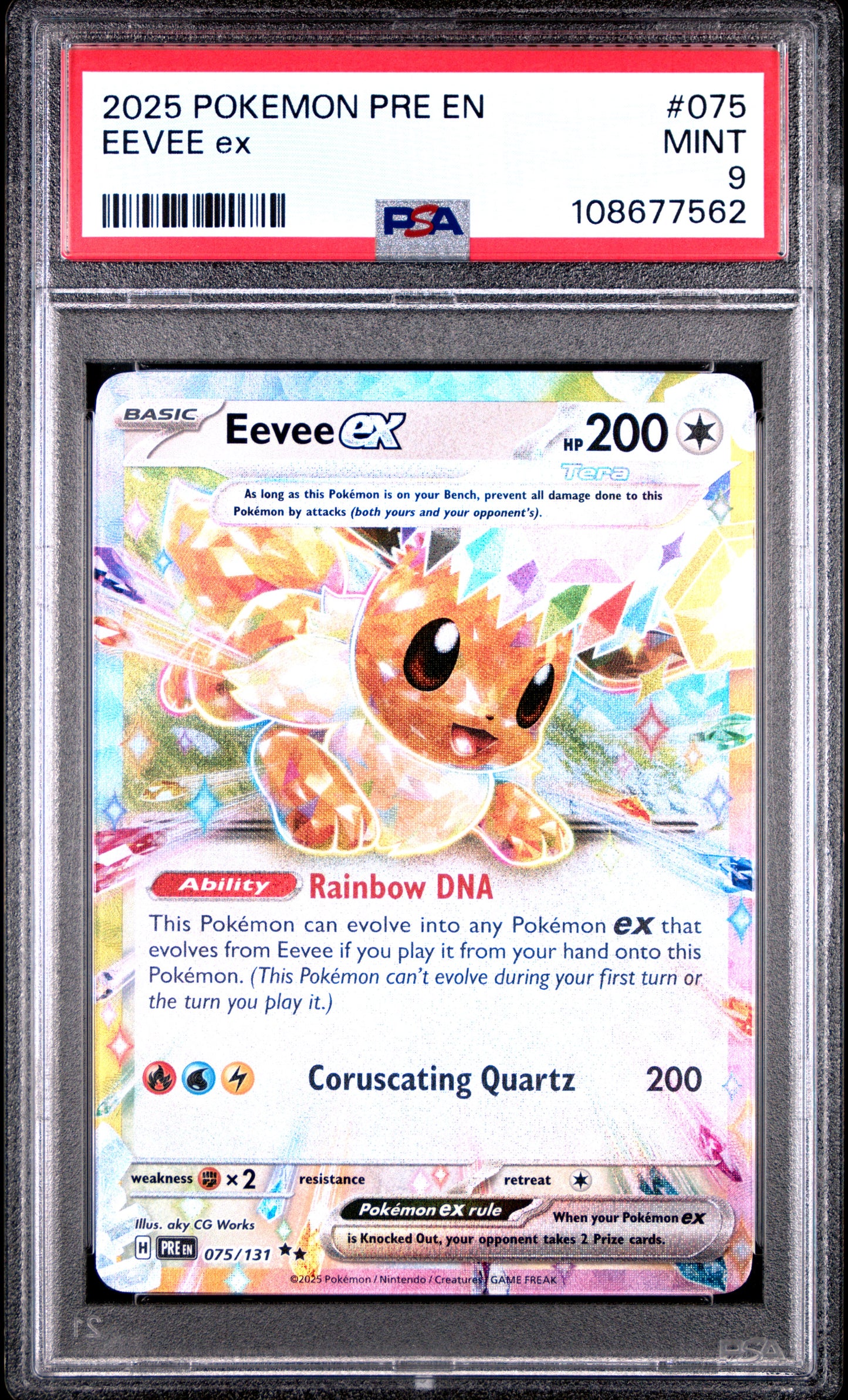 EEVEE EX 75/131 Common POKEMON PRE EN-PRISMATIC EVOLUTIONS PSA9 MINT 9 PSA population 902 <a href=https://www.psacard.com/cert/108677562/psa>https://www.psacard.com/cert/108677562/psa</a>