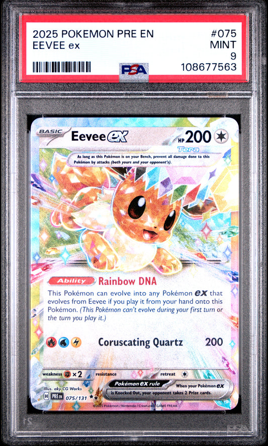 EEVEE EX 75/131 Common POKEMON PRE EN-PRISMATIC EVOLUTIONS PSA9 MINT 9 PSA population 902 <a href=https://www.psacard.com/cert/108677563/psa>https://www.psacard.com/cert/108677563/psa</a>
