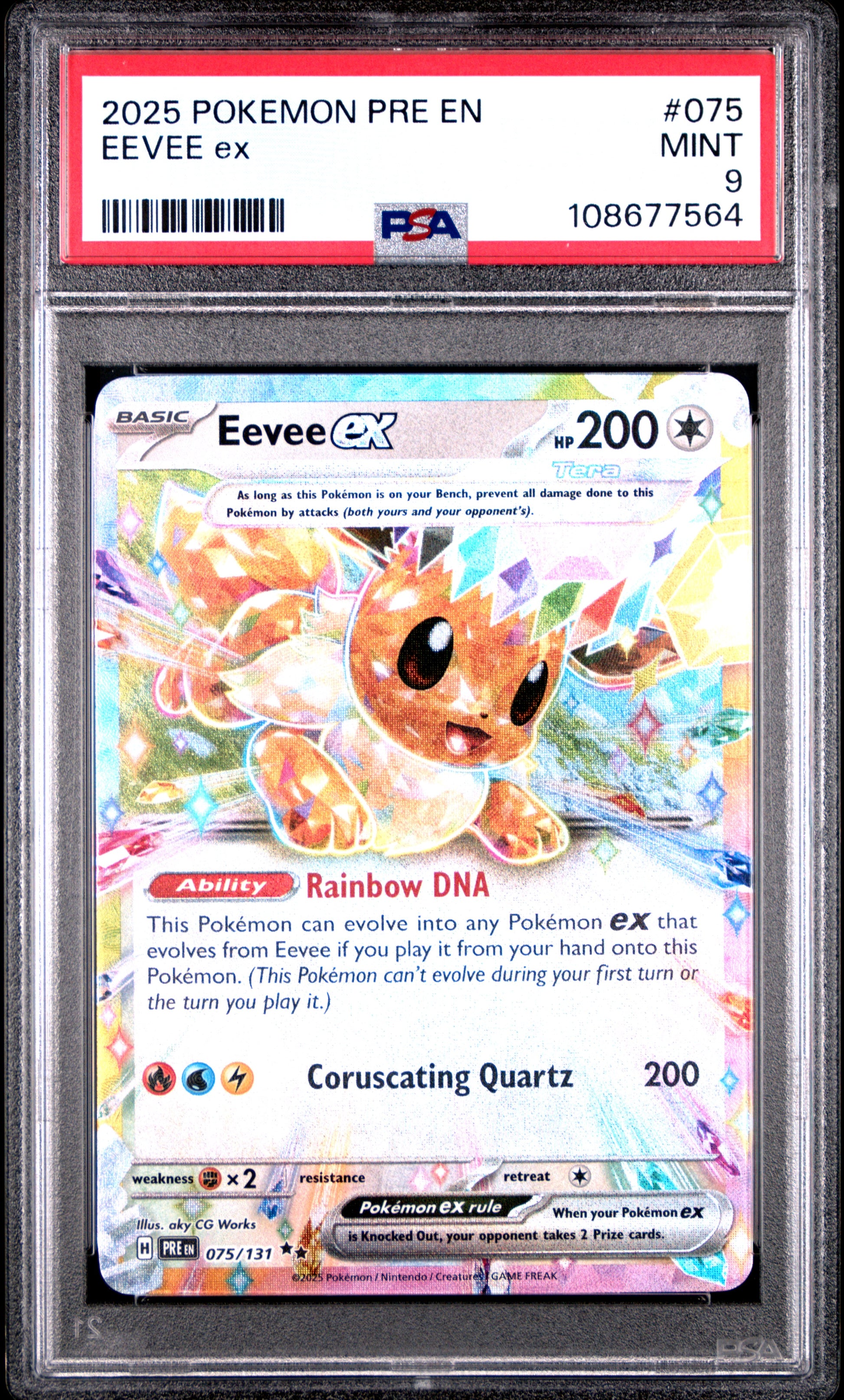 EEVEE EX 75/131 Common POKEMON PRE EN-PRISMATIC EVOLUTIONS PSA9 MINT 9 PSA population 902 <a href=https://www.psacard.com/cert/108677564/psa>https://www.psacard.com/cert/108677564/psa</a>