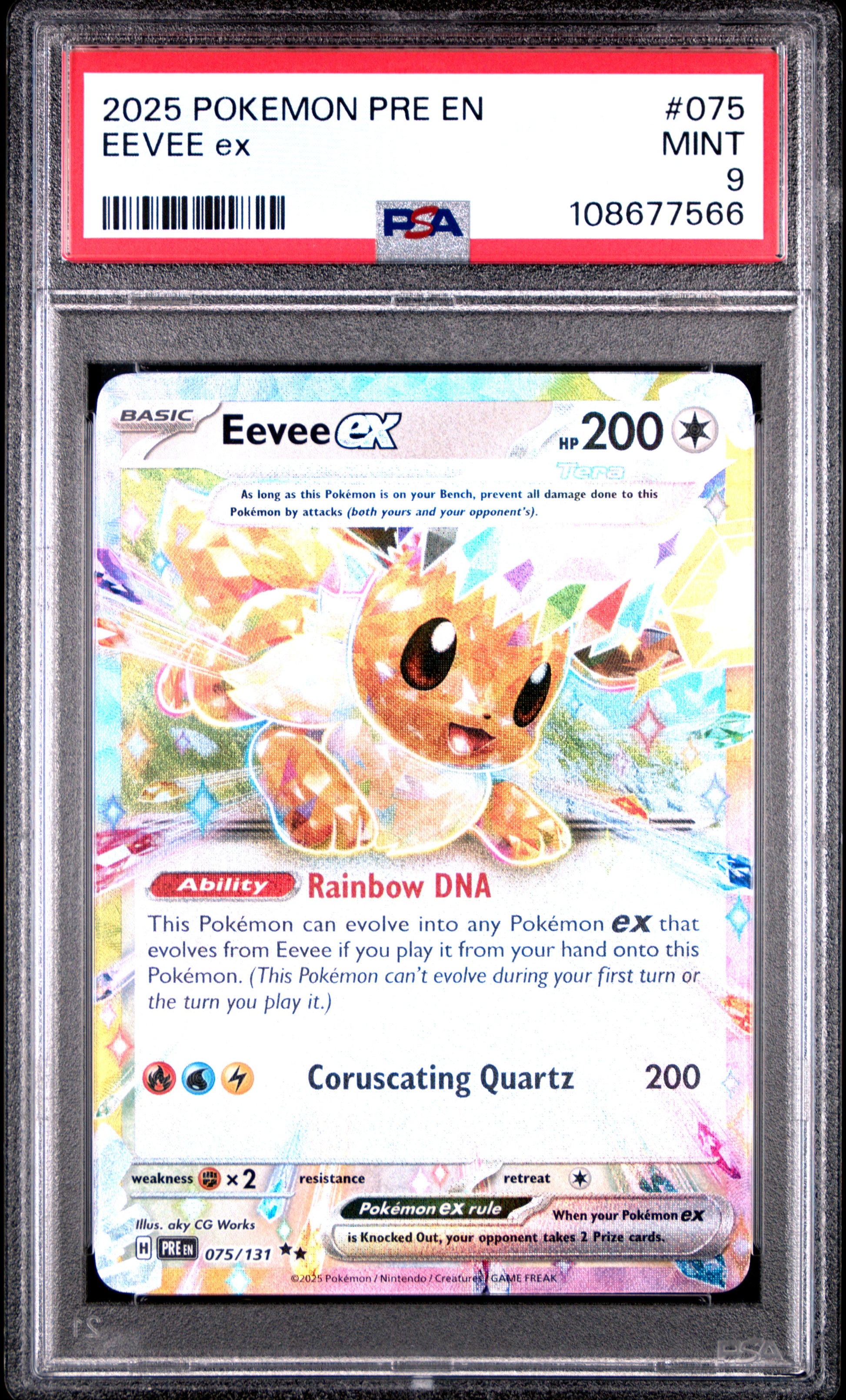 EEVEE EX 75/131 Common POKEMON PRE EN-PRISMATIC EVOLUTIONS PSA9 MINT 9 PSA population 902 <a href=https://www.psacard.com/cert/108677566/psa>https://www.psacard.com/cert/108677566/psa</a>